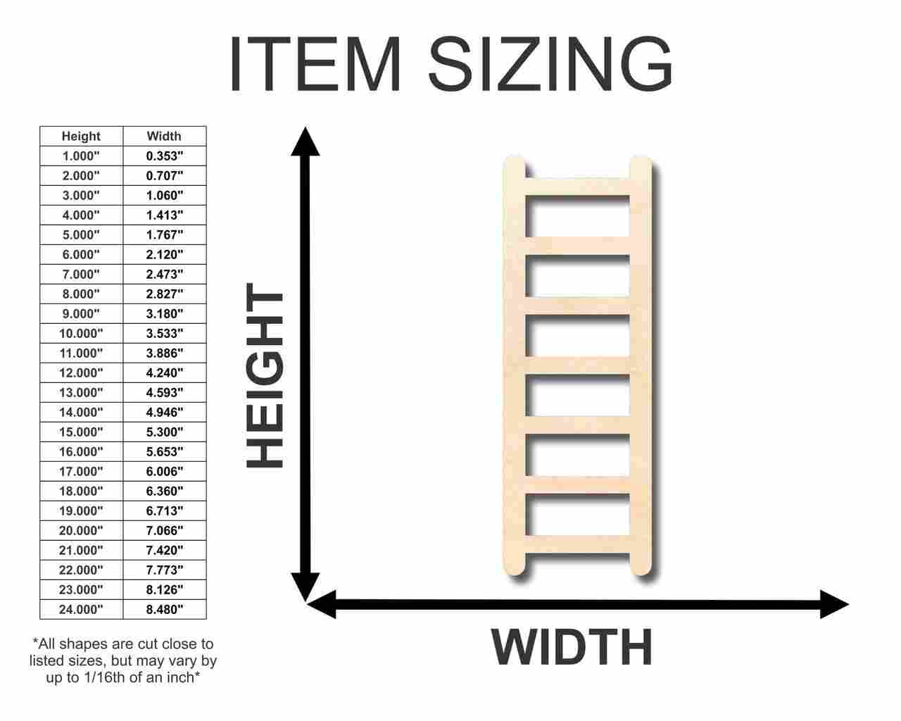 Unfinished Wood Ladder Shape - Fireman - Craft - up to 46" DIY - Image 2