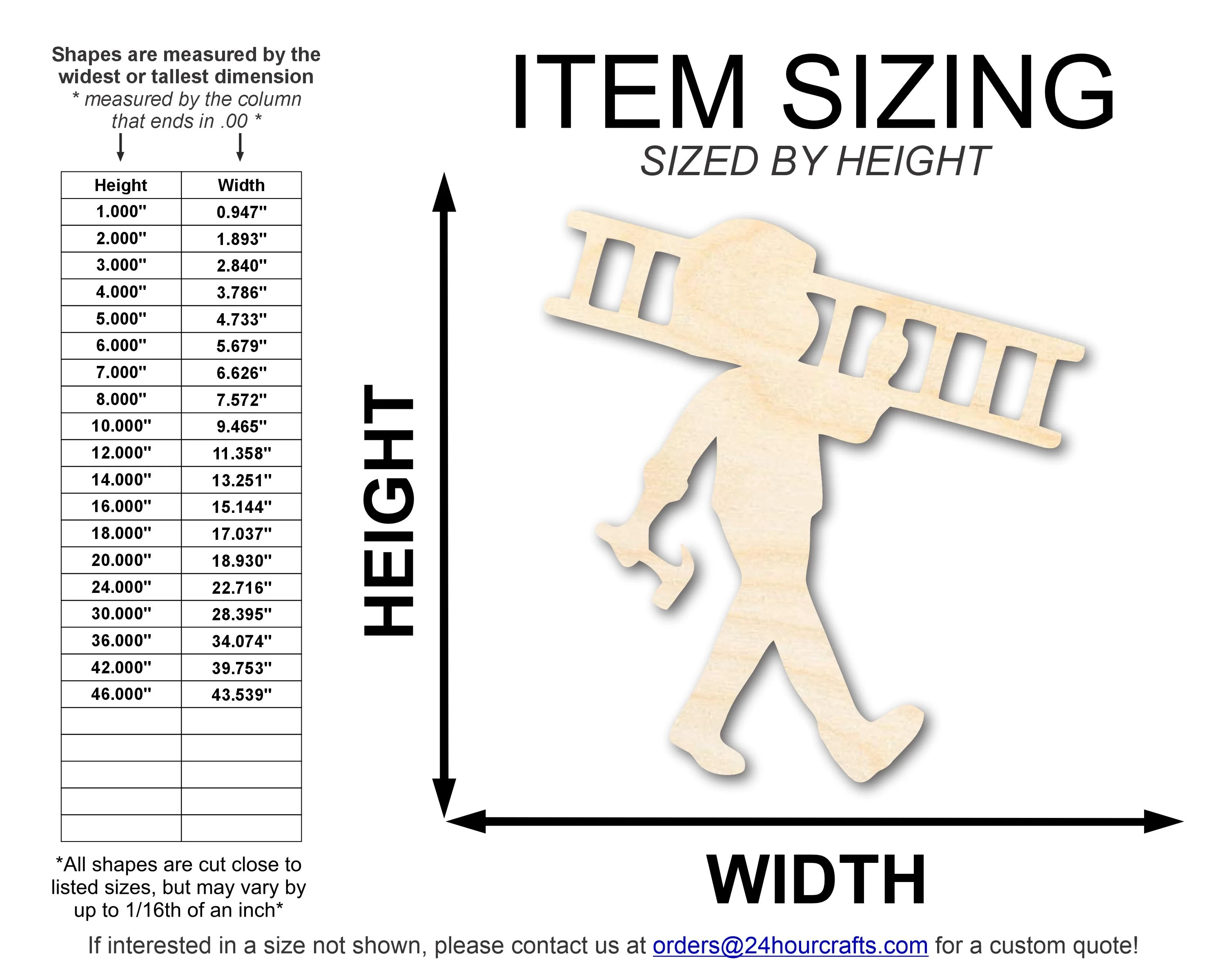 Unfinished Wood Ladder Worker Shape | DIY Craft Cutout | up to 46" DIY - Image 2