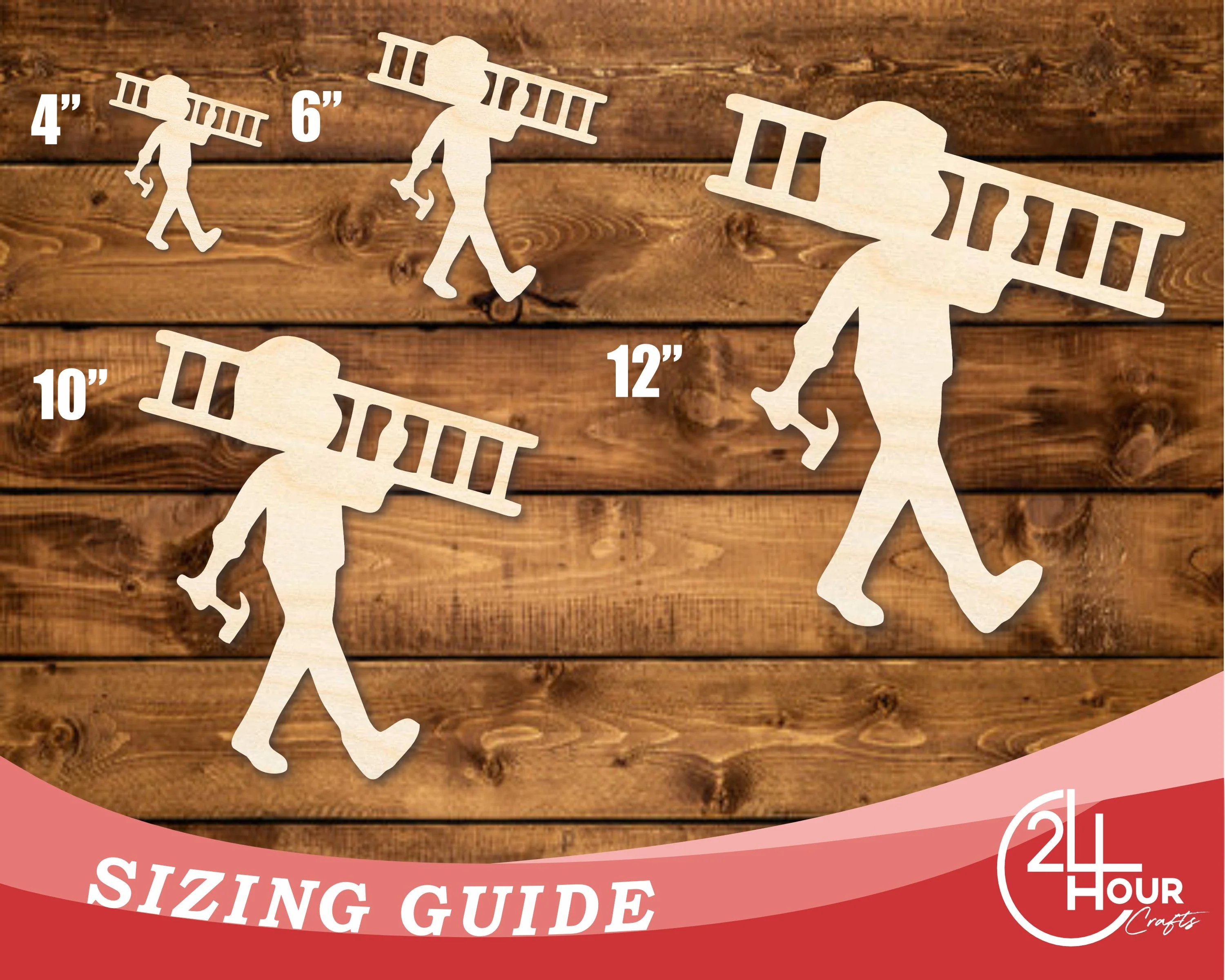 Unfinished Wood Ladder Worker Shape | DIY Craft Cutout | up to 46" DIY - Image 3