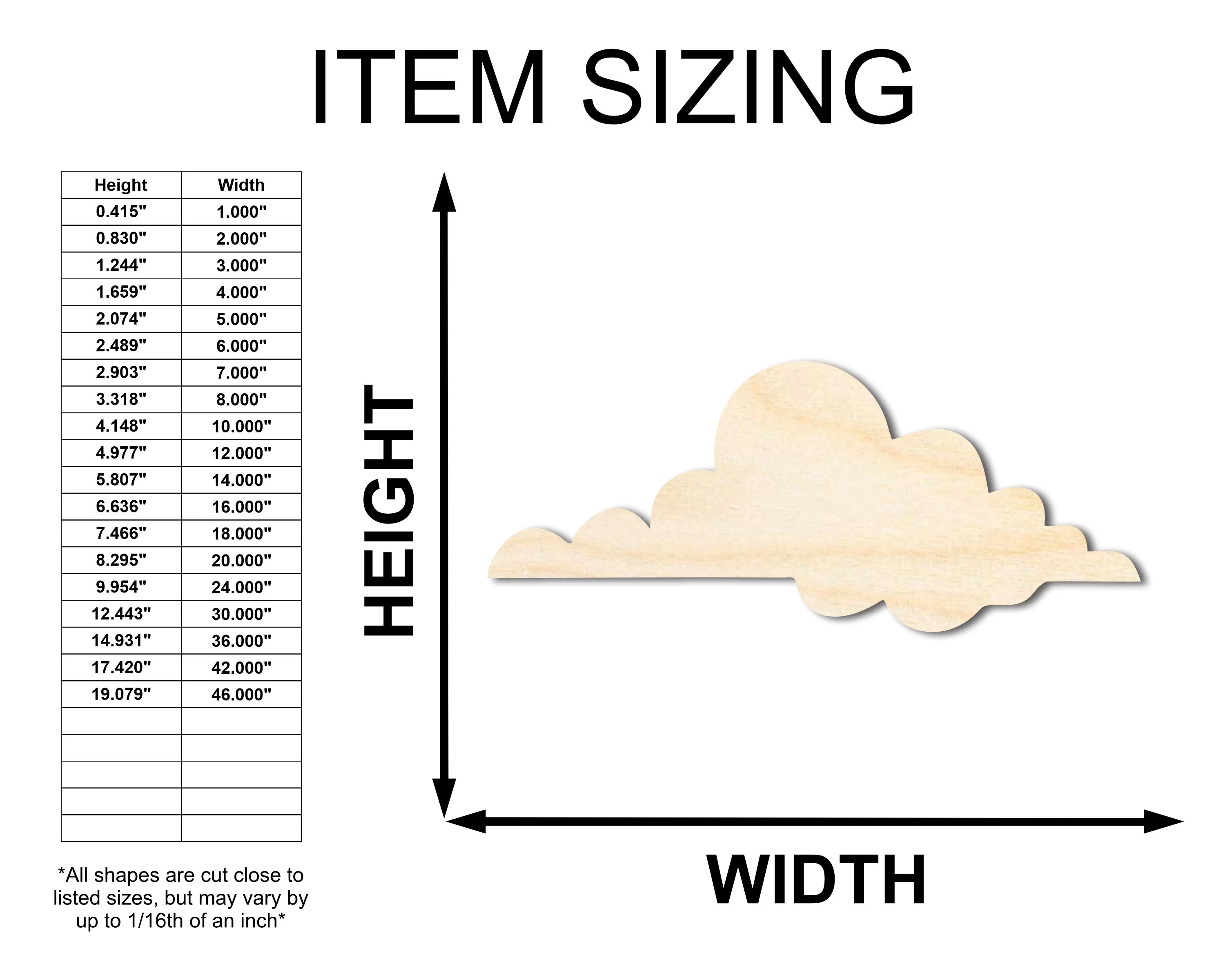 Unfinished Wood Large Cloud Shape - Craft - up to 46" - Image 2
