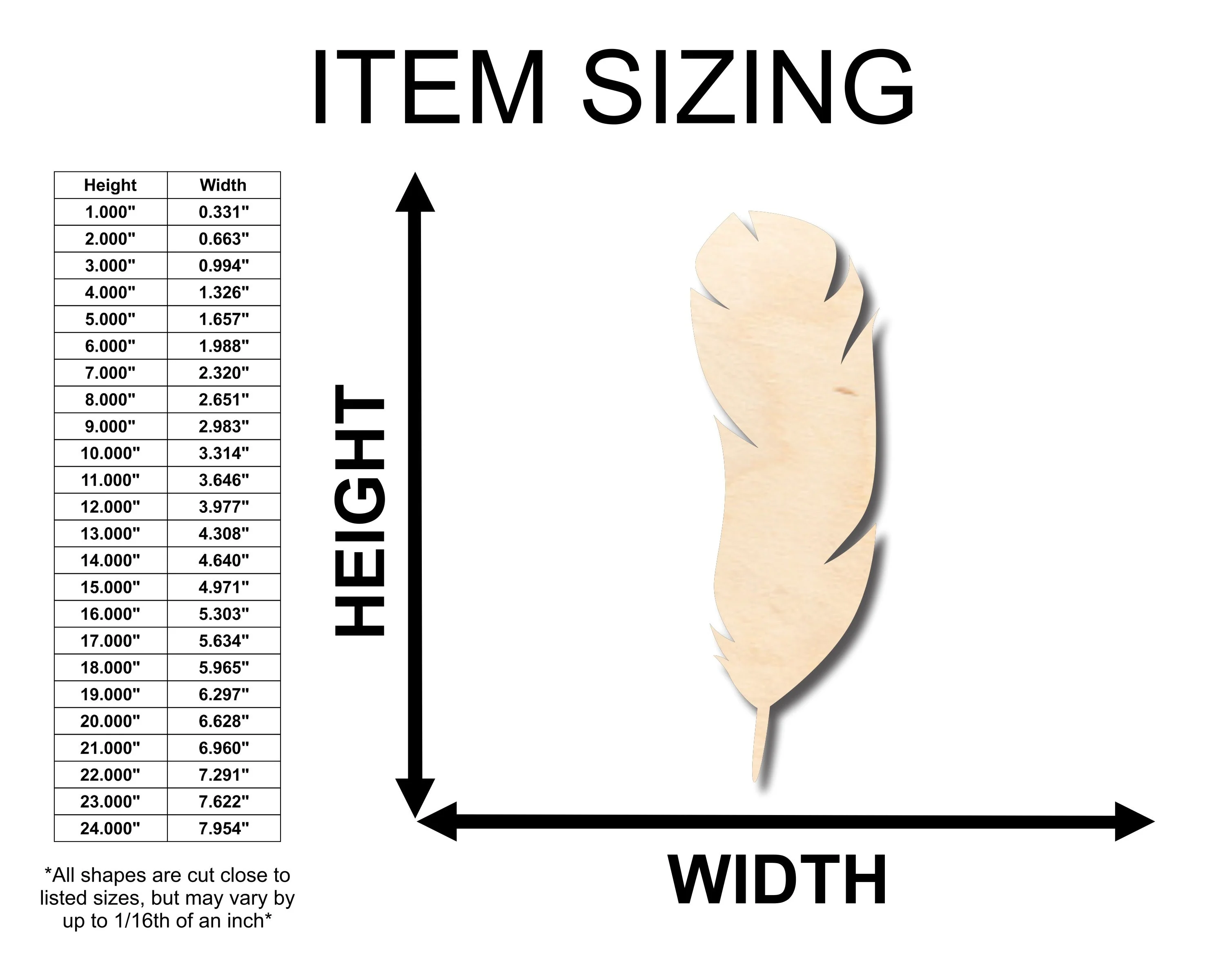 Unfinished Wood Large Feather Shape - Craft - up to 46" DIY - Image 2