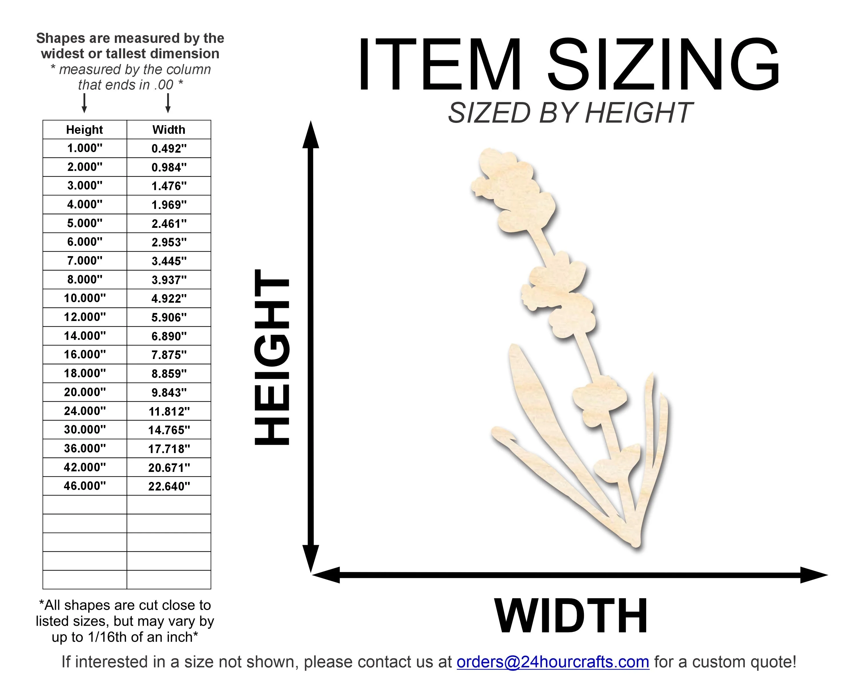 Unfinished Wood Lavender Shape | DIY Craft Cutout | up to 46" DIY - Image 2