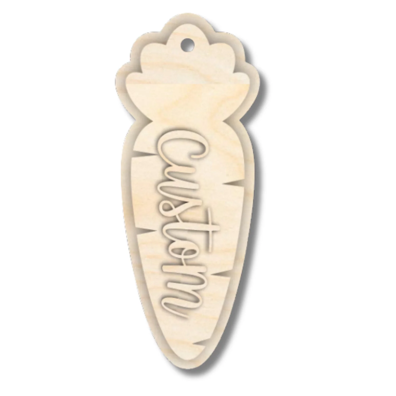 Unfinished Wood Layered Custom Name Carrot Gift Tags | 4 Options | 3 Piece | 4"-6" Tall | 1/8" Wood | Wood Craft DIY - Image 2