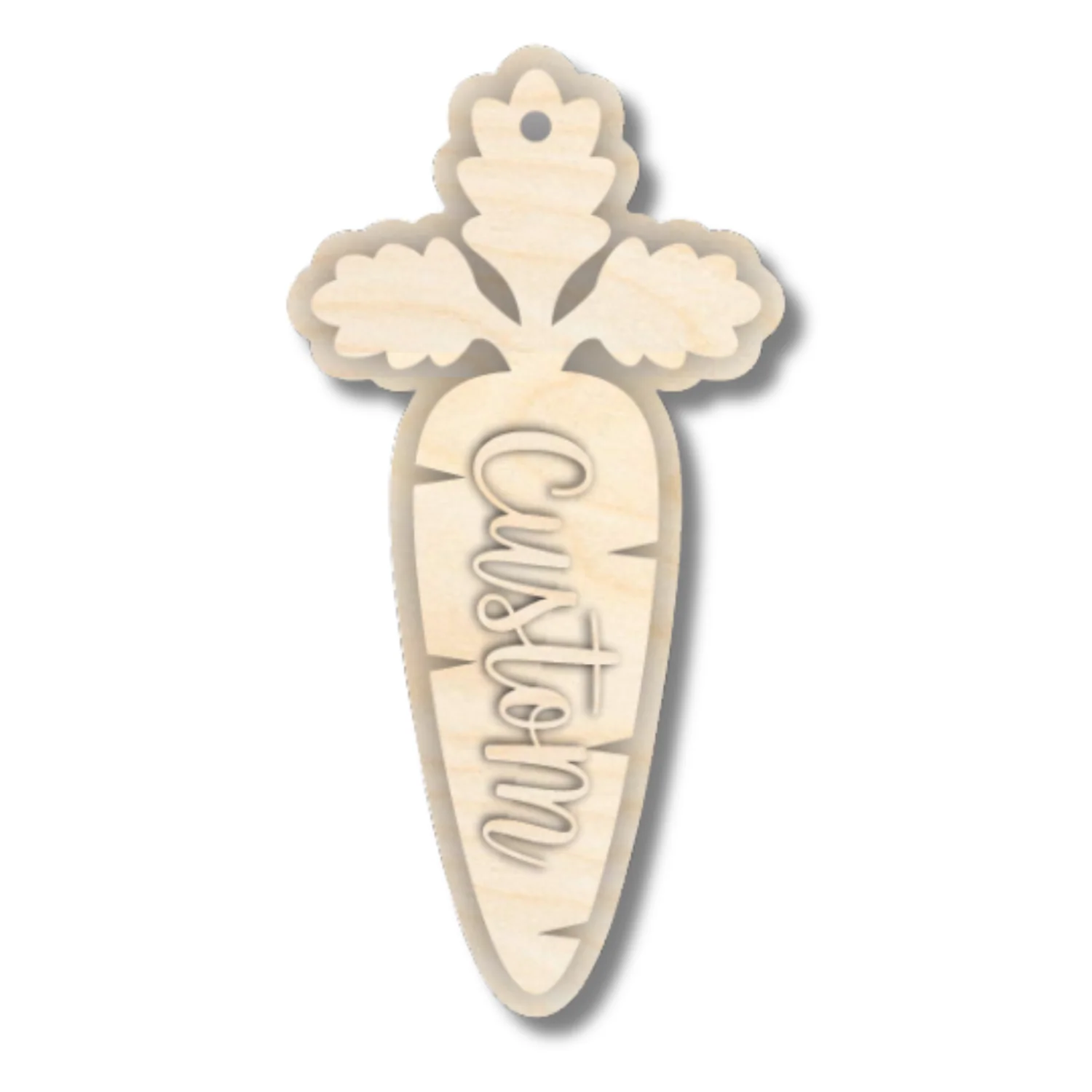 Unfinished Wood Layered Custom Name Carrot Gift Tags | 4 Options | 3 Piece | 4"-6" Tall | 1/8" Wood | Wood Craft DIY - Image 3