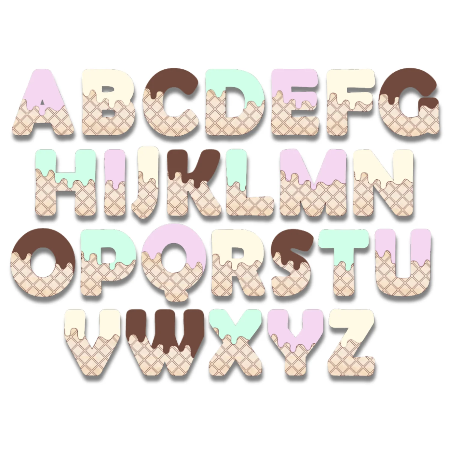 Unfinished Wood Layered Etched Themed Letters | Ice Cream | A-Z | 2 Piece | up to 24" - Image 2