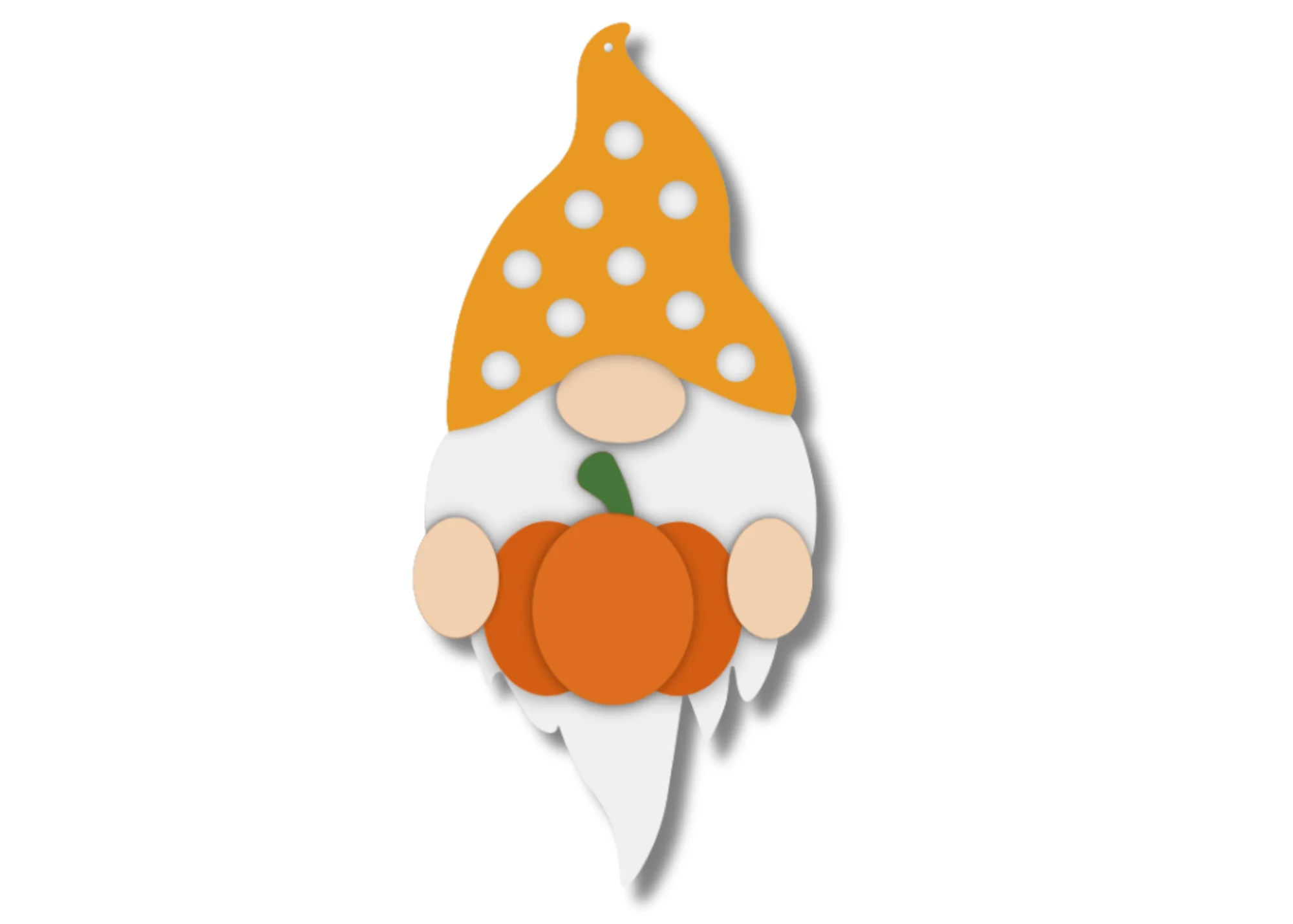 Unfinished Wood Layered Hanging Gnome Holding Pumpkin | 2 Layers | up to 46" - Image 2
