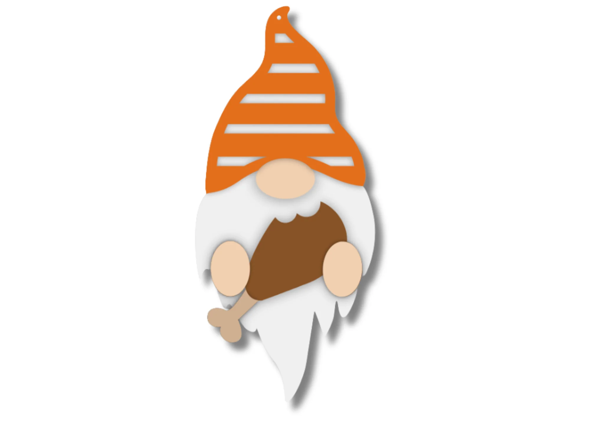 Unfinished Wood Layered Hanging Gnome Holding Turkey Leg | 2 Layers | up to 46" - Image 2