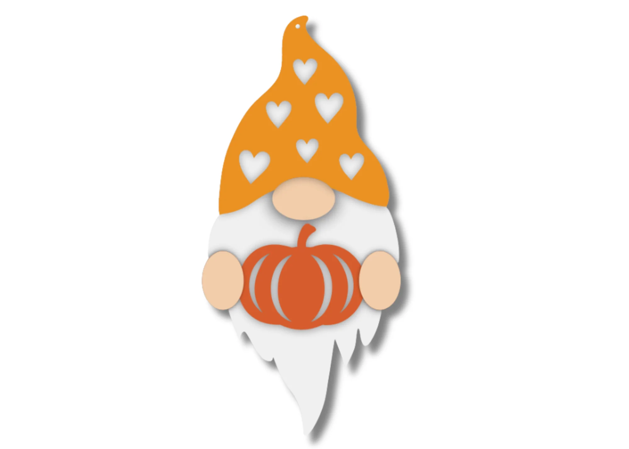 Unfinished Wood Layered Hanging Heart Gnome Holding Pumpkin | 2 Layers | up to 46" - Image 2