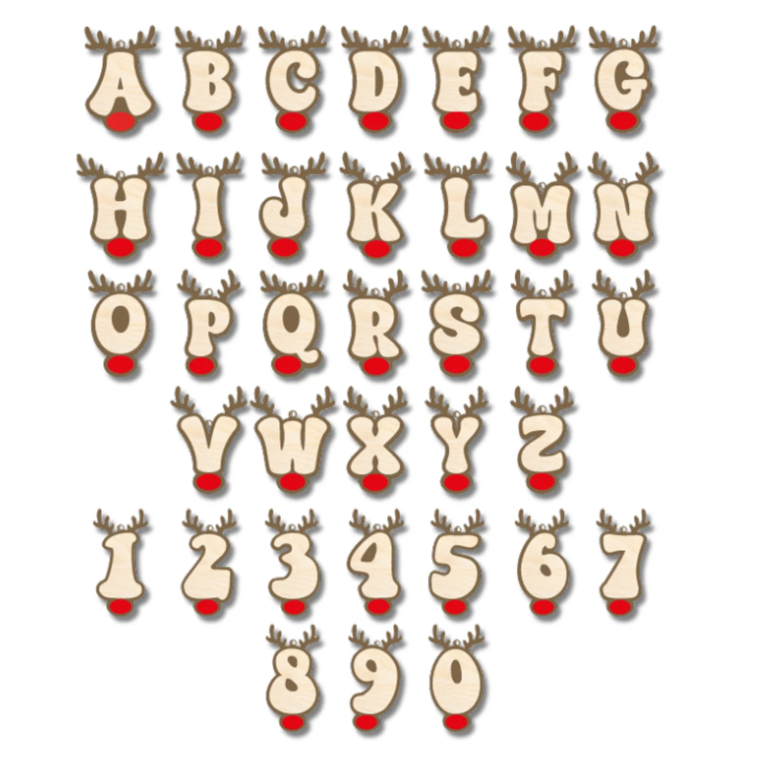 Unfinished Wood Layered Letter and Number Reindeer Ornaments | A-Z | 0-9 | 3 Piece | 6" Tall | 1/8" Wood | Wood Craft DIY - Image 2