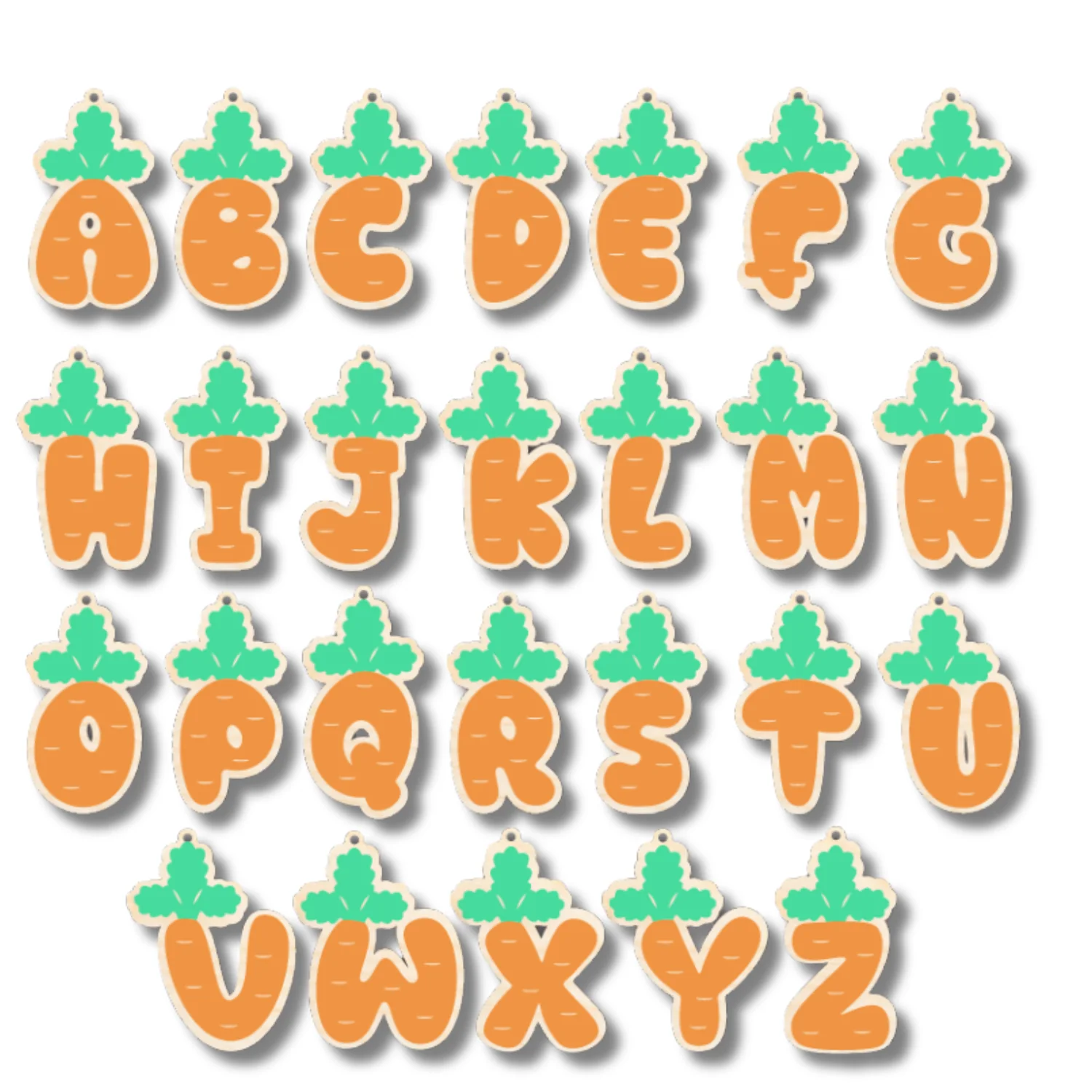 Unfinished Wood Layered Letter Carrot Tags | A-Z | 3 Piece | 6" Tall | 1/8" Wood | Wood Craft DIY - Image 2
