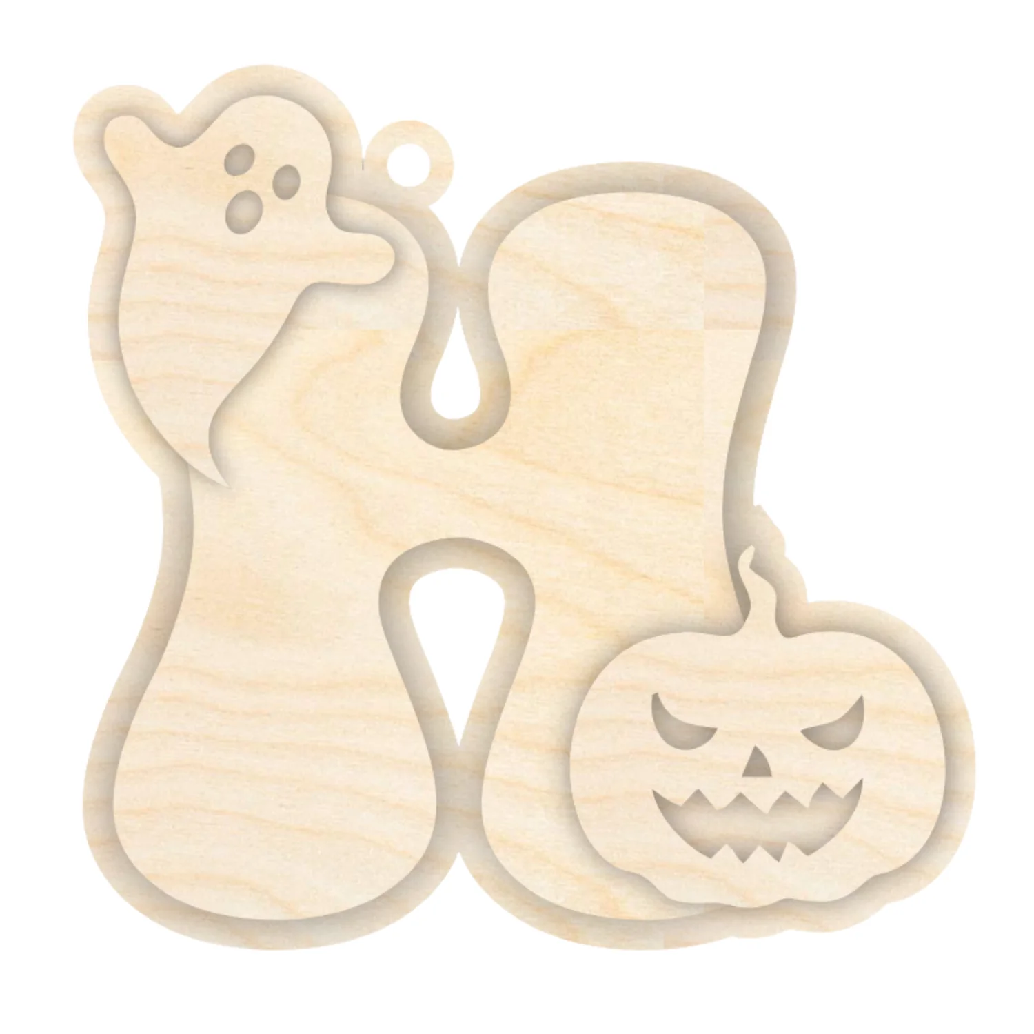 Unfinished Wood Layered Letter Halloween Ghost & Pumpkin Tags | A-Z | 4 Piece | 6" Tall | 1/8" Wood | Wood Craft DIY - Image 10