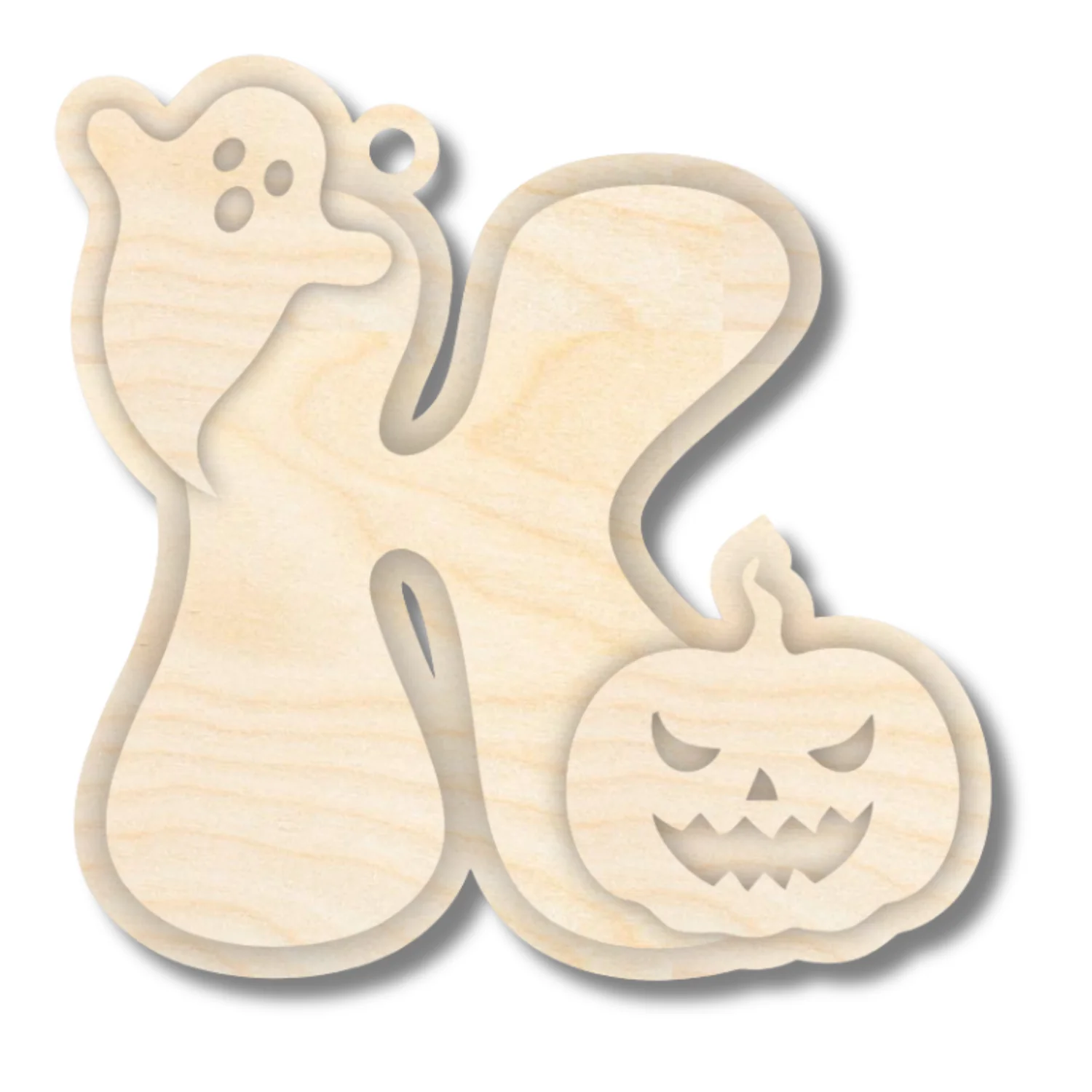 Unfinished Wood Layered Letter Halloween Ghost & Pumpkin Tags | A-Z | 4 Piece | 6" Tall | 1/8" Wood | Wood Craft DIY - Image 13