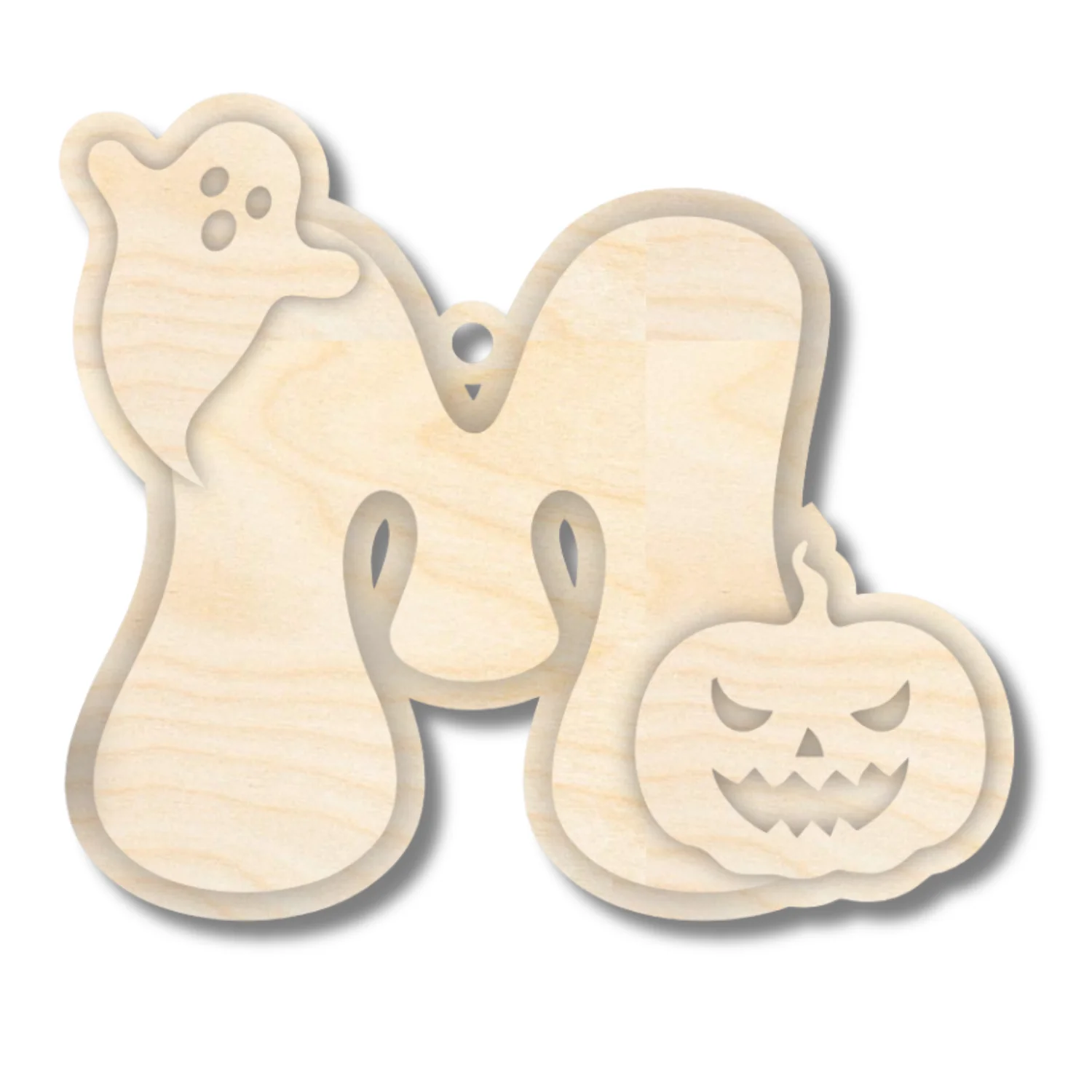 Unfinished Wood Layered Letter Halloween Ghost & Pumpkin Tags | A-Z | 4 Piece | 6" Tall | 1/8" Wood | Wood Craft DIY - Image 15