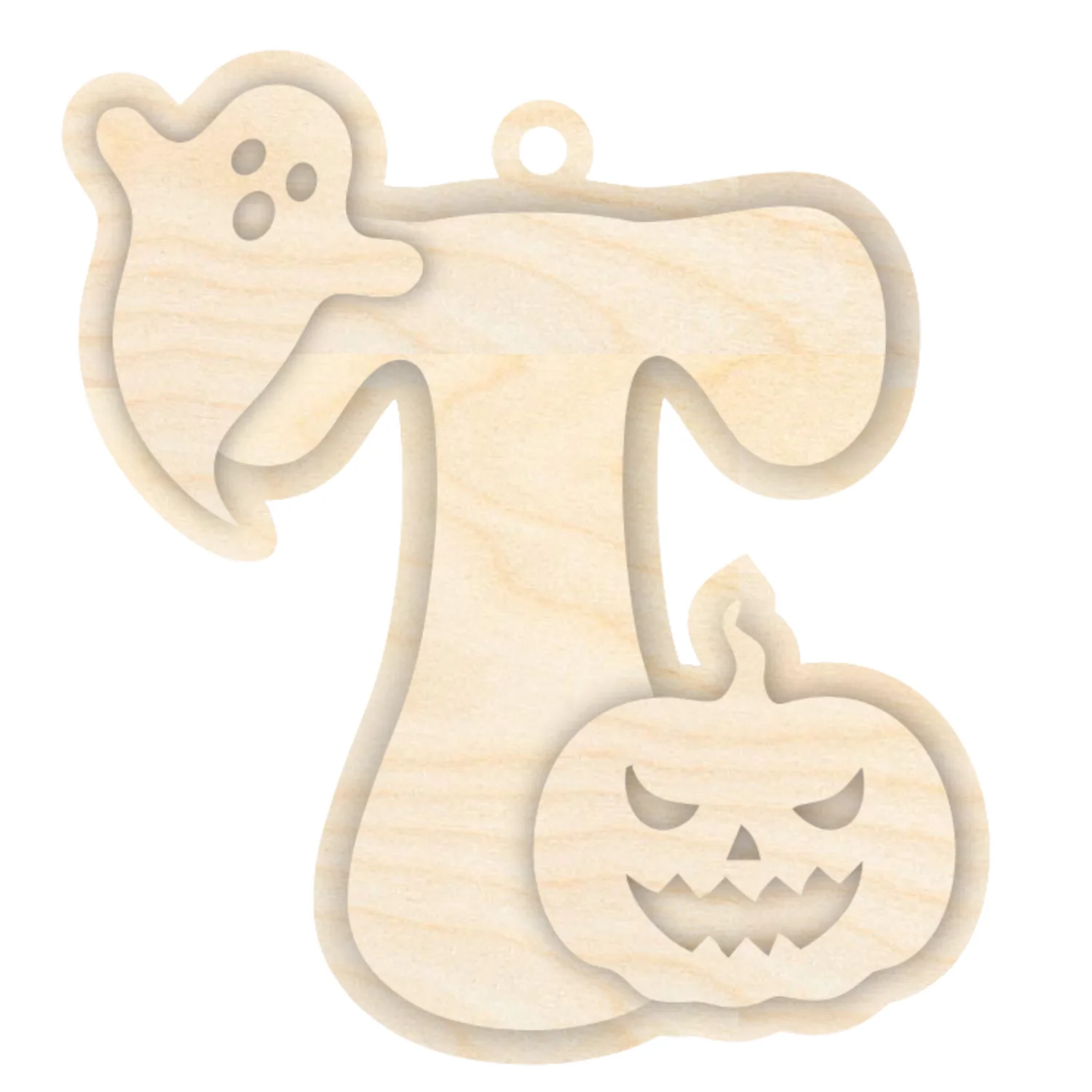 Unfinished Wood Layered Letter Halloween Ghost & Pumpkin Tags | A-Z | 4 Piece | 6" Tall | 1/8" Wood | Wood Craft DIY - Image 22