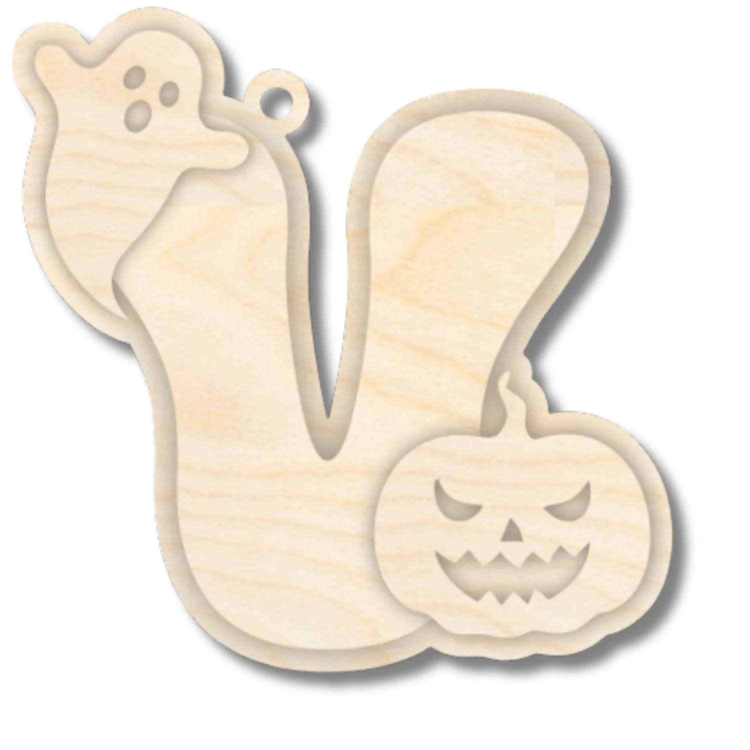Unfinished Wood Layered Letter Halloween Ghost & Pumpkin Tags | A-Z | 4 Piece | 6" Tall | 1/8" Wood | Wood Craft DIY - Image 24