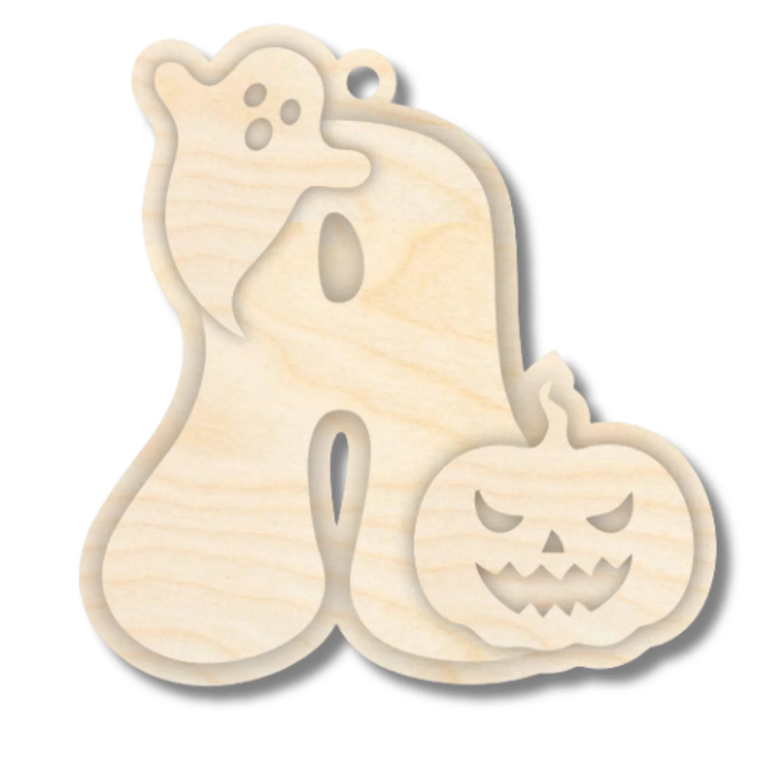Unfinished Wood Layered Letter Halloween Ghost & Pumpkin Tags | A-Z | 4 Piece | 6" Tall | 1/8" Wood | Wood Craft DIY - Image 3
