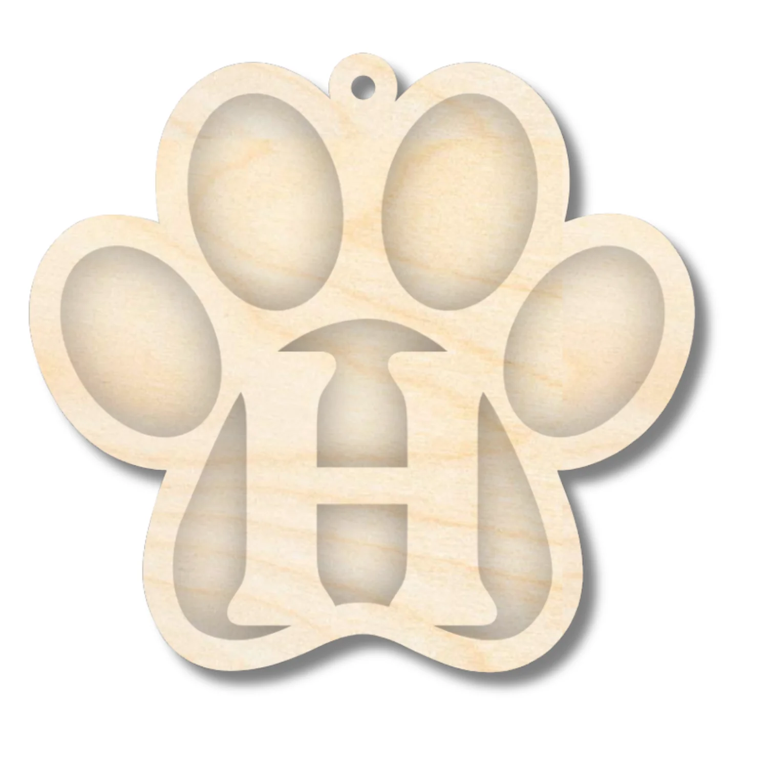 Unfinished Wood Layered Letter Paw Print Tags | A-Z | 2 Piece | 5" Wide | 1/8" Wood | Wood Craft DIY - Image 10