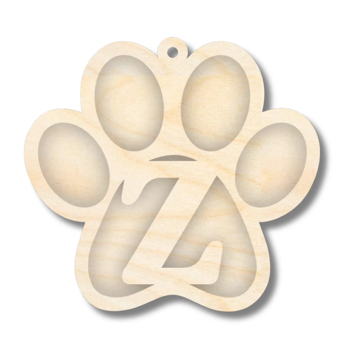 Unfinished Wood Layered Letter Paw Print Tags | A-Z | 2 Piece | 5" Wide | 1/8" Wood | Wood Craft DIY - Image 28