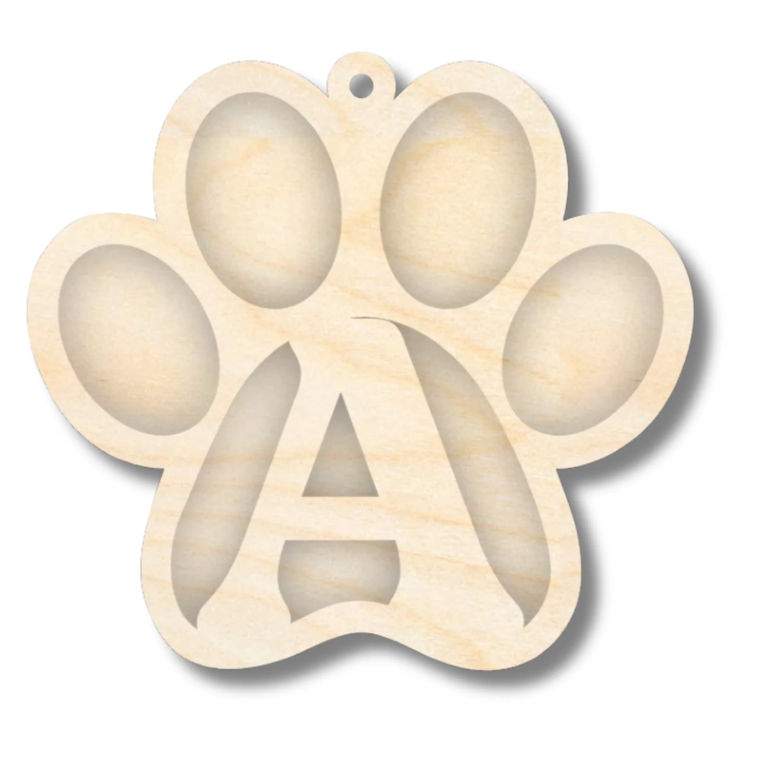 Unfinished Wood Layered Letter Paw Print Tags | A-Z | 2 Piece | 5" Wide | 1/8" Wood | Wood Craft DIY - Image 3