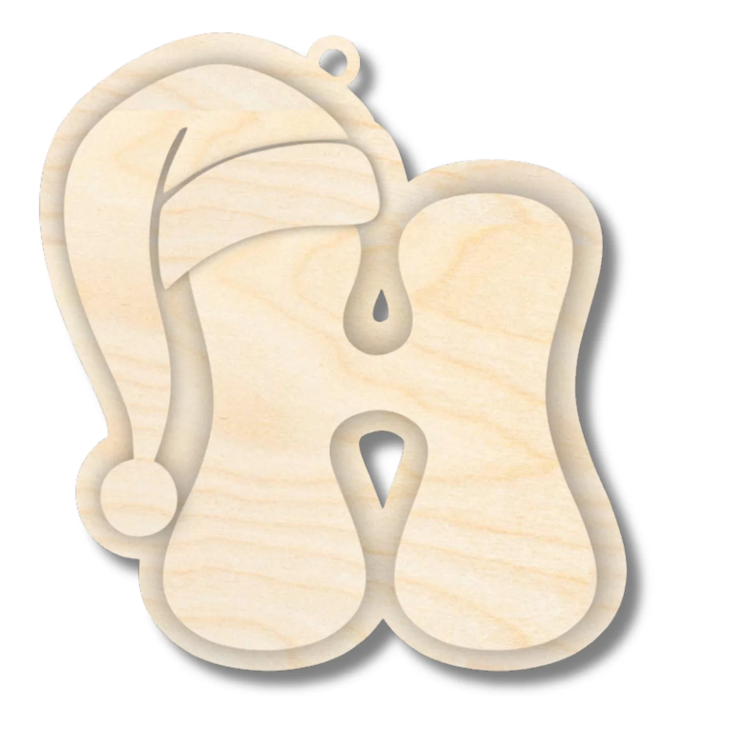Unfinished Wood Layered Letter Santa Hat Tags | A-Z | 4 Piece | 6" Tall | 1/8" Wood | Wood Craft DIY - Image 10