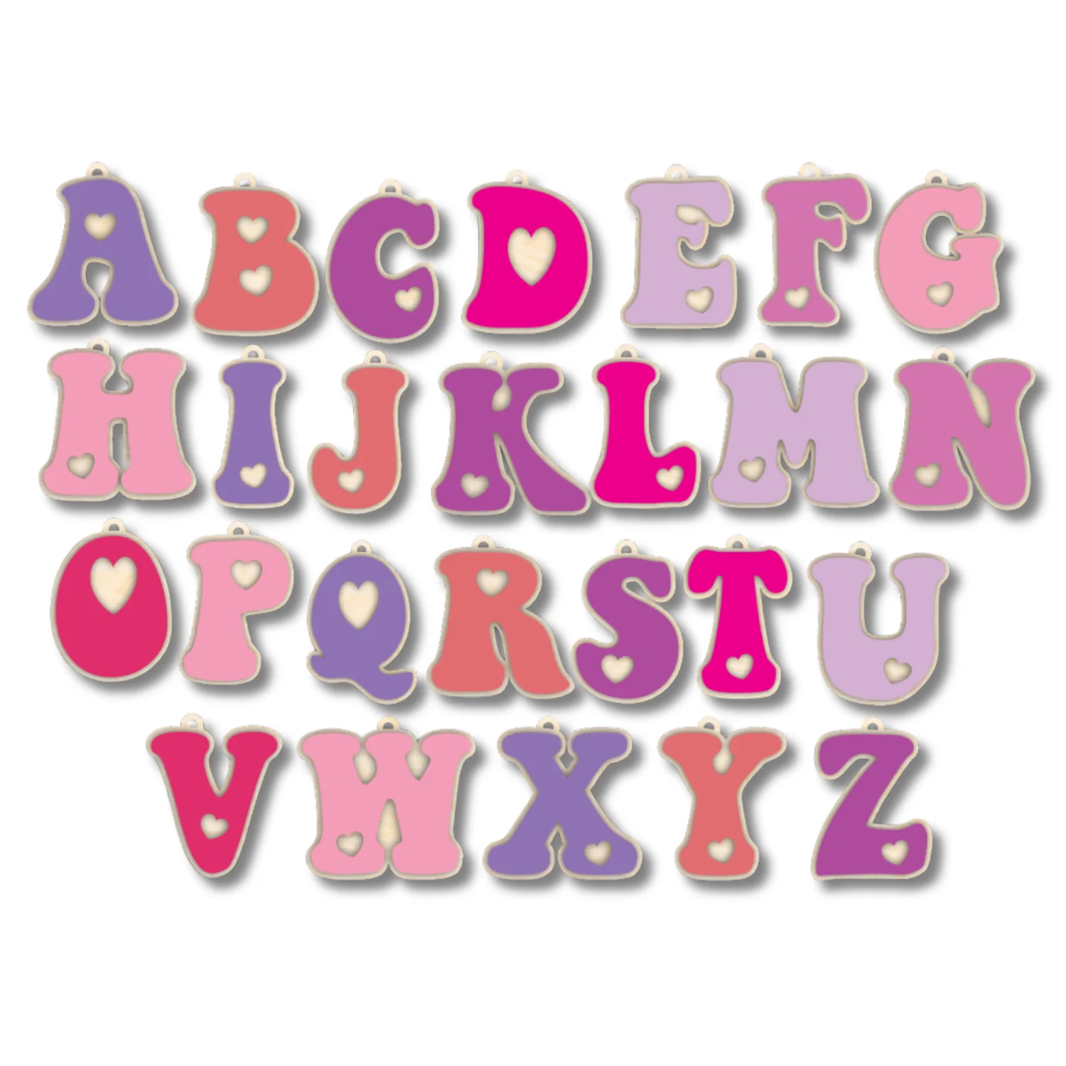 Unfinished Wood Layered Letter Valentines Tags | A-Z | 2 Piece | 6" Tall | 1/8" Wood | Wood Craft DIY - Image 2