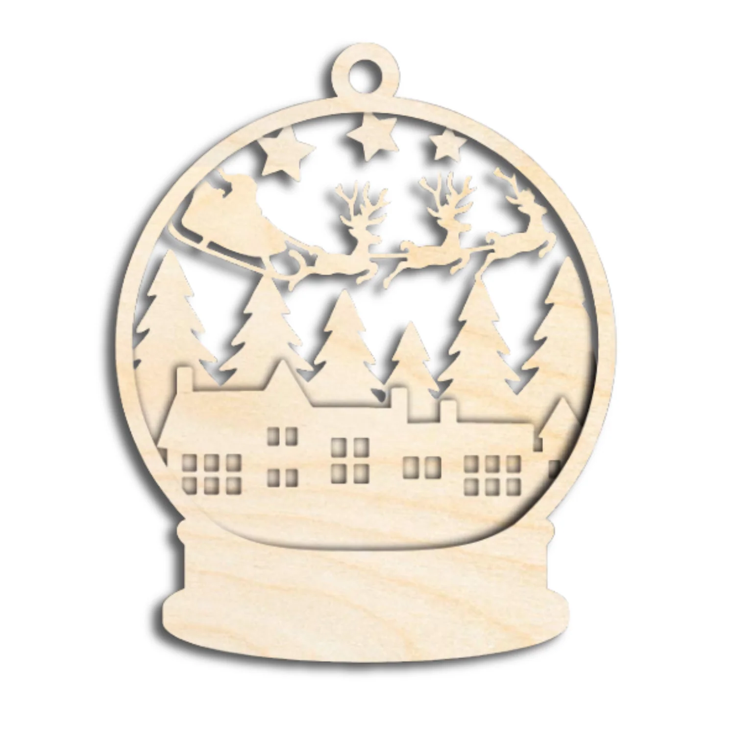 Unfinished Wood Layered Snow Globe Christmas Ornaments | 3 Piece | 5" Tall | 1/8" Wood | Wood Craft DIY - Image 3