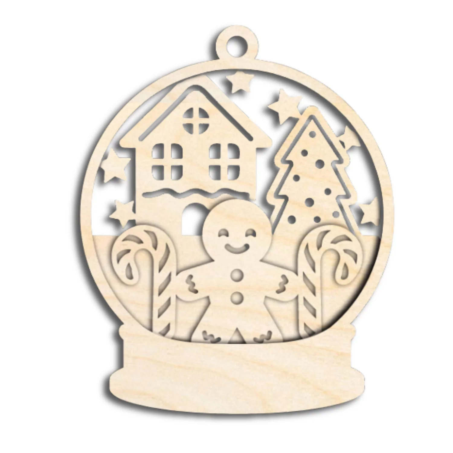 Unfinished Wood Layered Snow Globe Christmas Ornaments | 3 Piece | 5" Tall | 1/8" Wood | Wood Craft DIY - Image 4