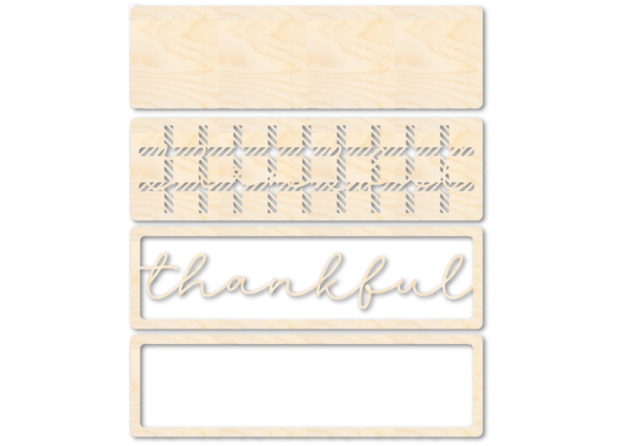 Unfinished Wood Layered Thankful Plaid Sign | 4 Layers | up to 46" - Image 2