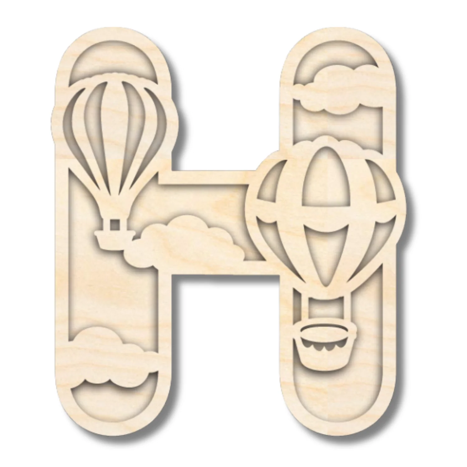 Unfinished Wood Layered Themed Letters | Clouds & Hot Air Balloons | A-Z | 2 Piece | up to 24" - Image 11