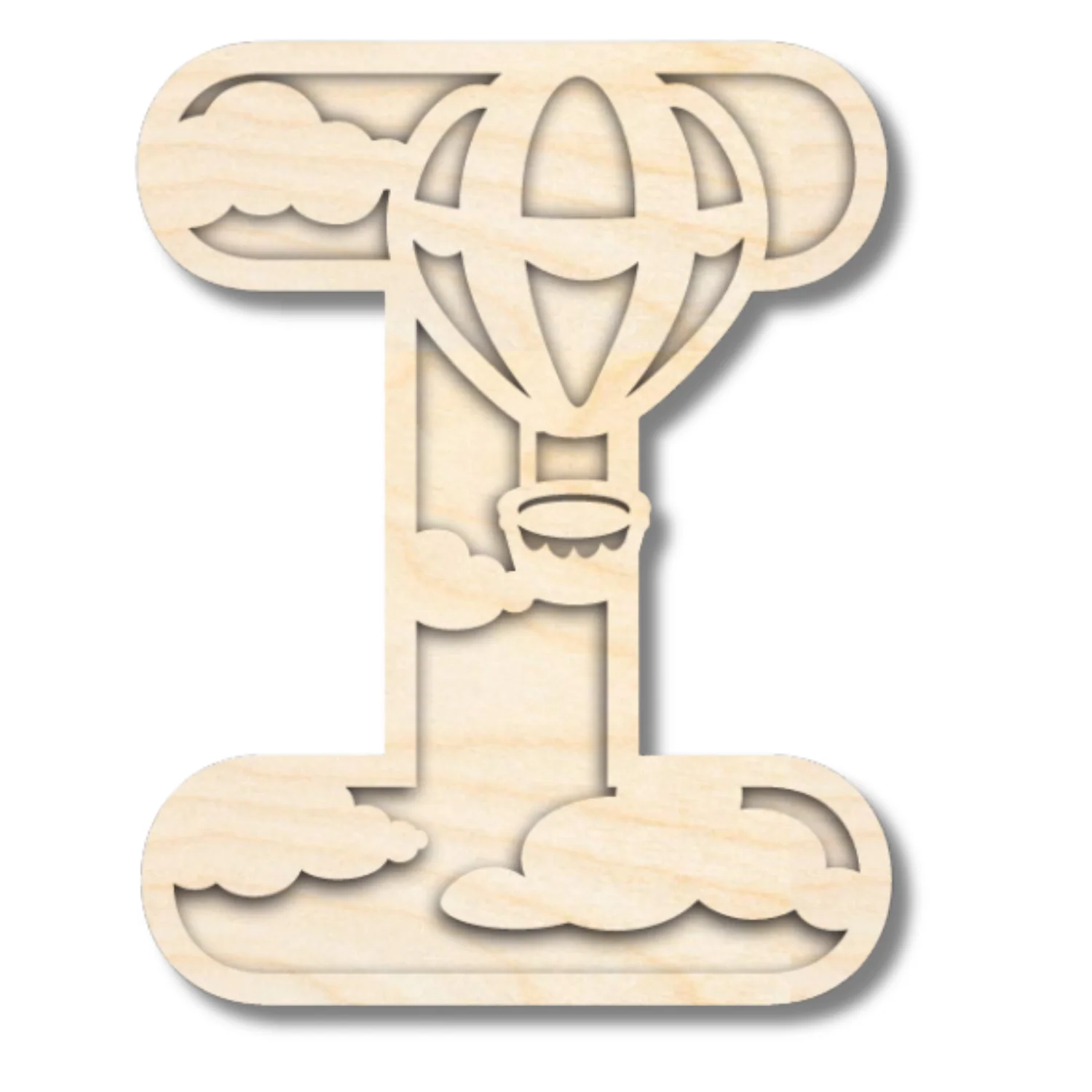Unfinished Wood Layered Themed Letters | Clouds & Hot Air Balloons | A-Z | 2 Piece | up to 24" - Image 12