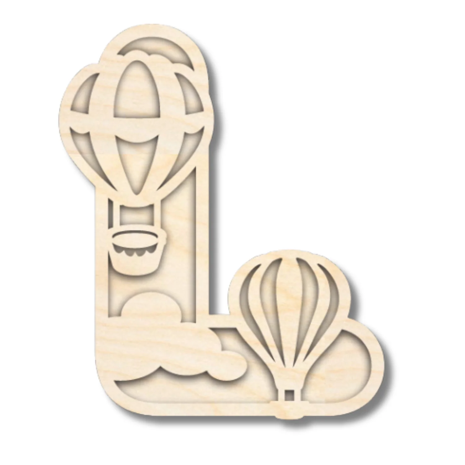 Unfinished Wood Layered Themed Letters | Clouds & Hot Air Balloons | A-Z | 2 Piece | up to 24" - Image 15