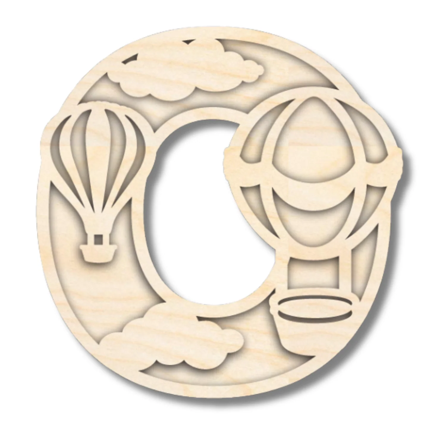 Unfinished Wood Layered Themed Letters | Clouds & Hot Air Balloons | A-Z | 2 Piece | up to 24" - Image 18
