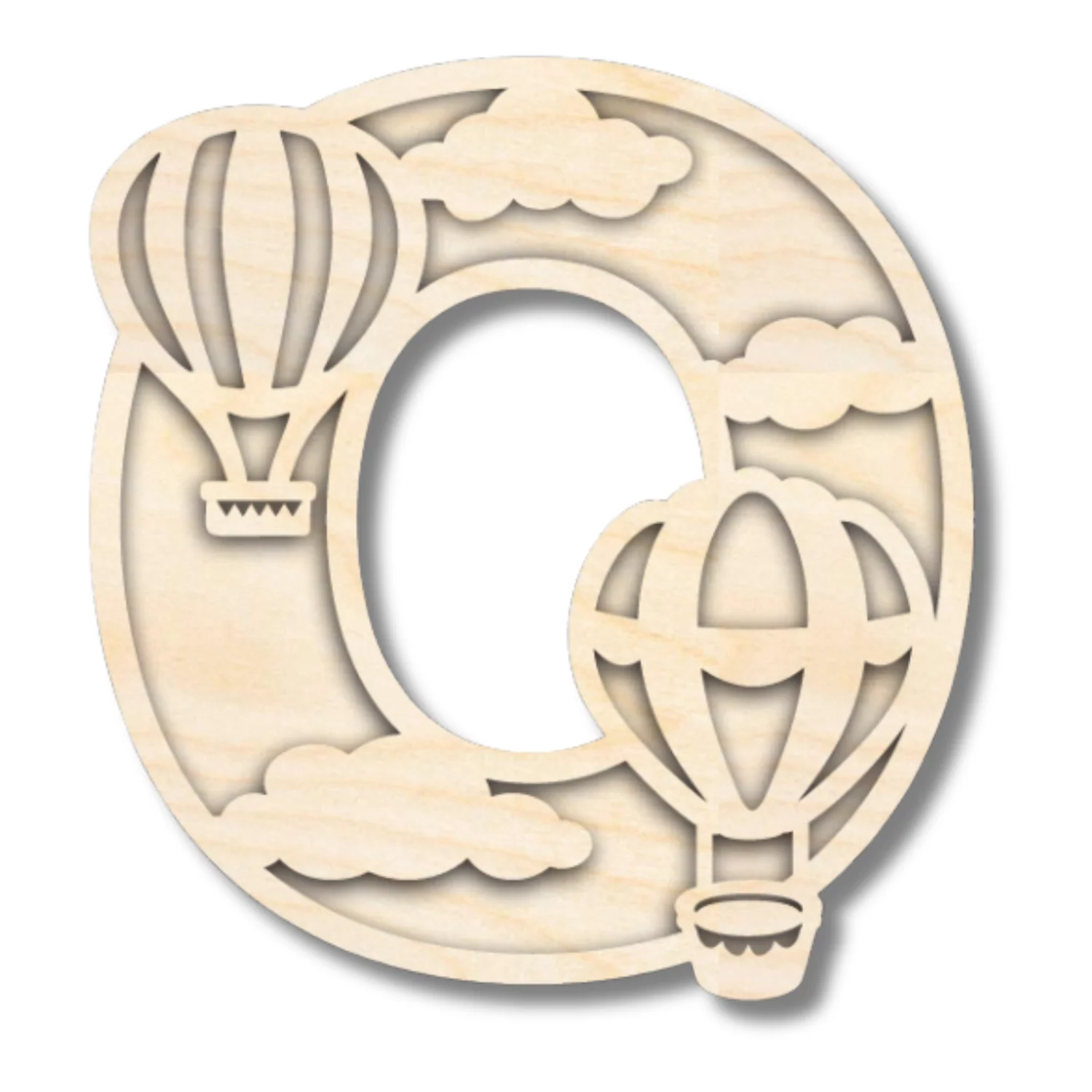 Unfinished Wood Layered Themed Letters | Clouds & Hot Air Balloons | A-Z | 2 Piece | up to 24" - Image 20