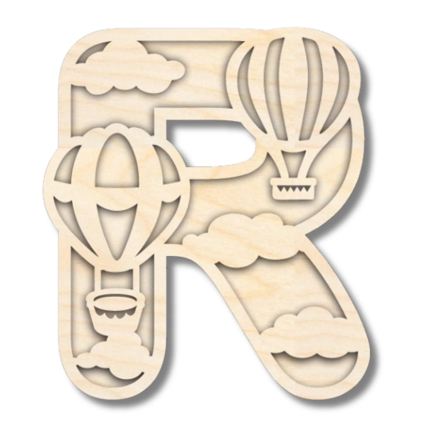 Unfinished Wood Layered Themed Letters | Clouds & Hot Air Balloons | A-Z | 2 Piece | up to 24" - Image 21