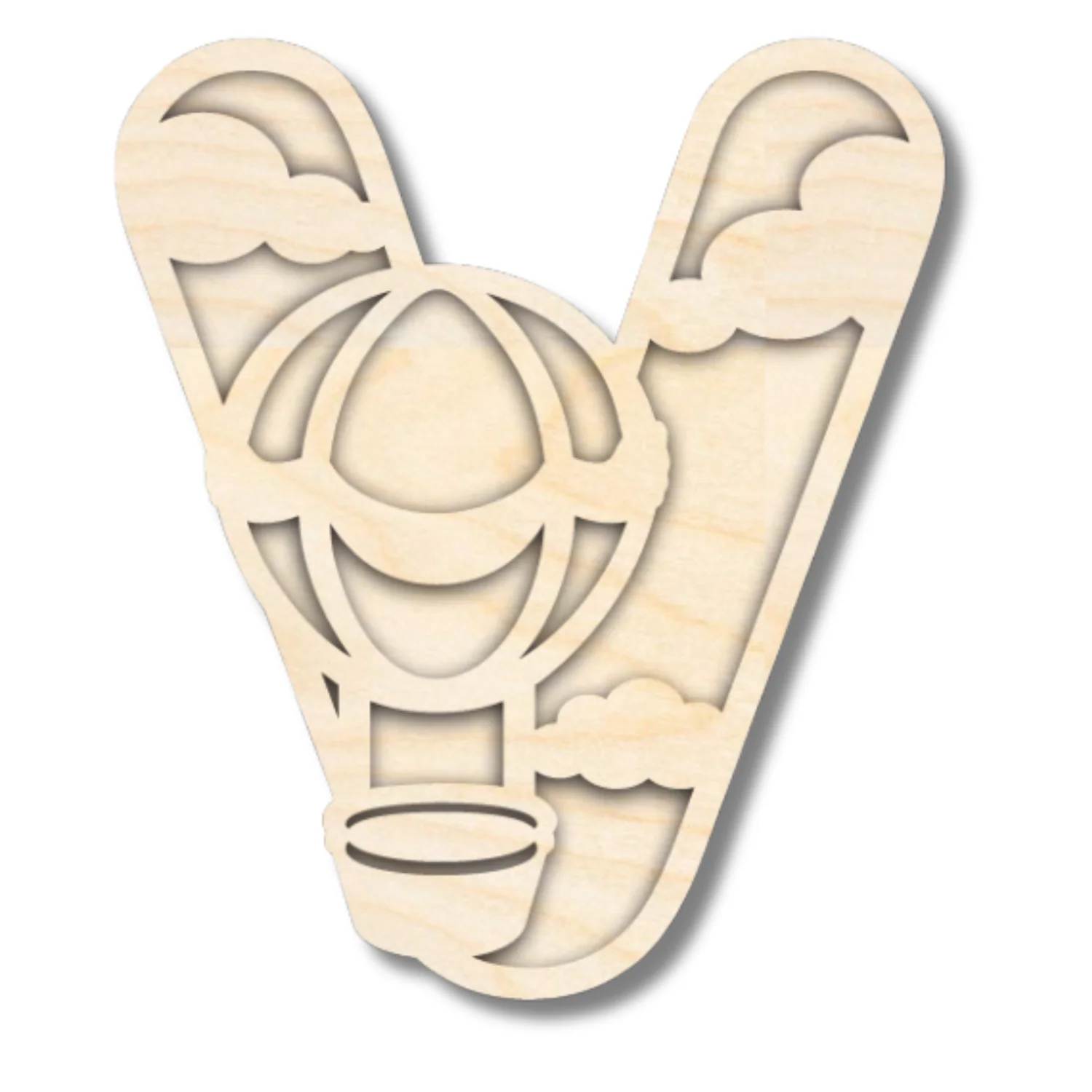 Unfinished Wood Layered Themed Letters | Clouds & Hot Air Balloons | A-Z | 2 Piece | up to 24" - Image 25