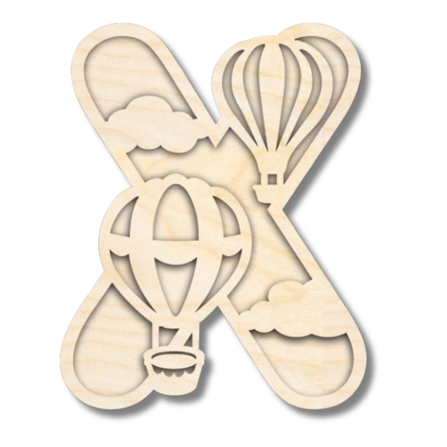 Unfinished Wood Layered Themed Letters | Clouds & Hot Air Balloons | A-Z | 2 Piece | up to 24" - Image 27