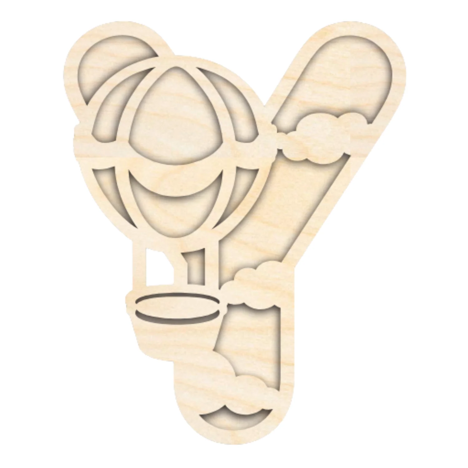 Unfinished Wood Layered Themed Letters | Clouds & Hot Air Balloons | A-Z | 2 Piece | up to 24" - Image 28