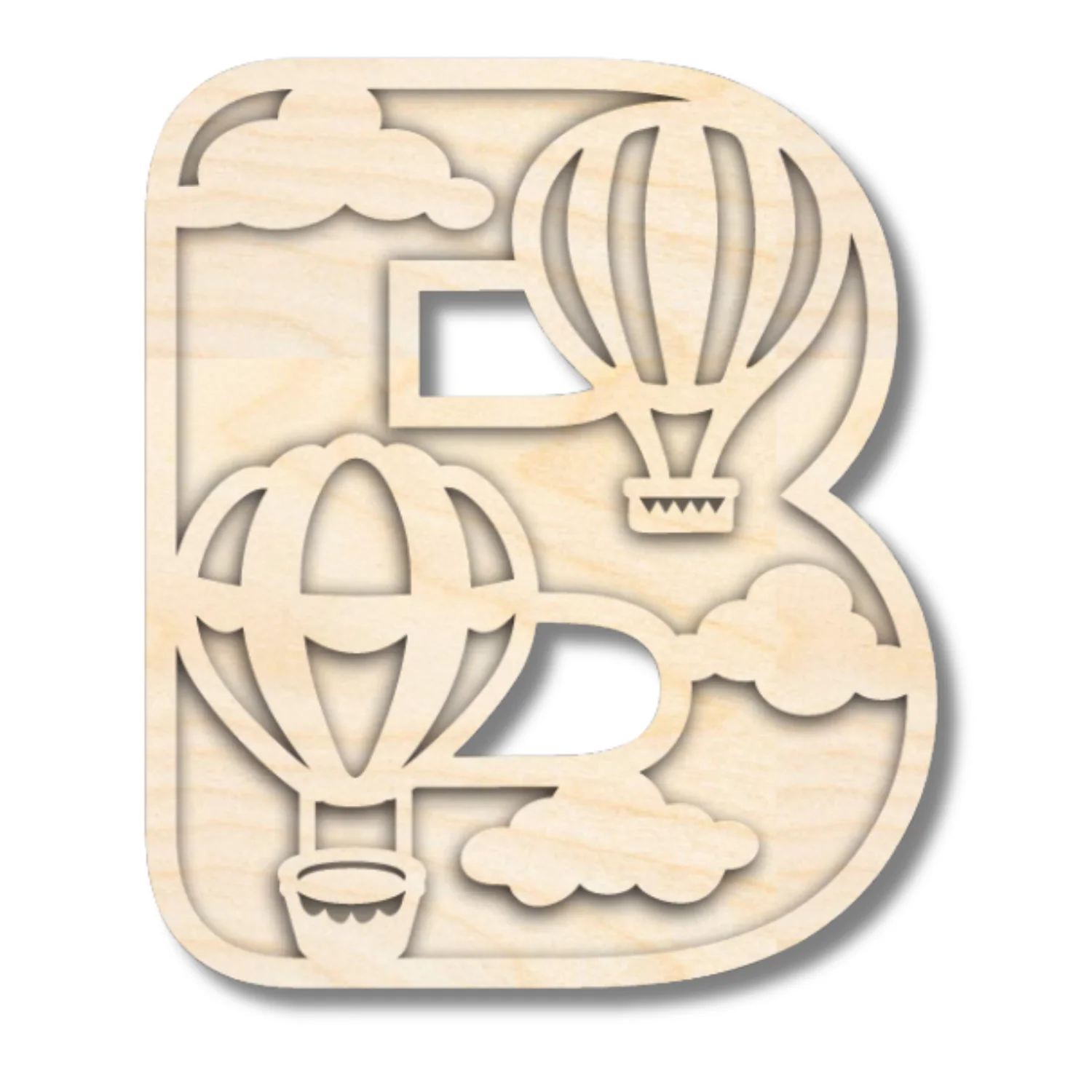 Unfinished Wood Layered Themed Letters | Clouds & Hot Air Balloons | A-Z | 2 Piece | up to 24" - Image 5