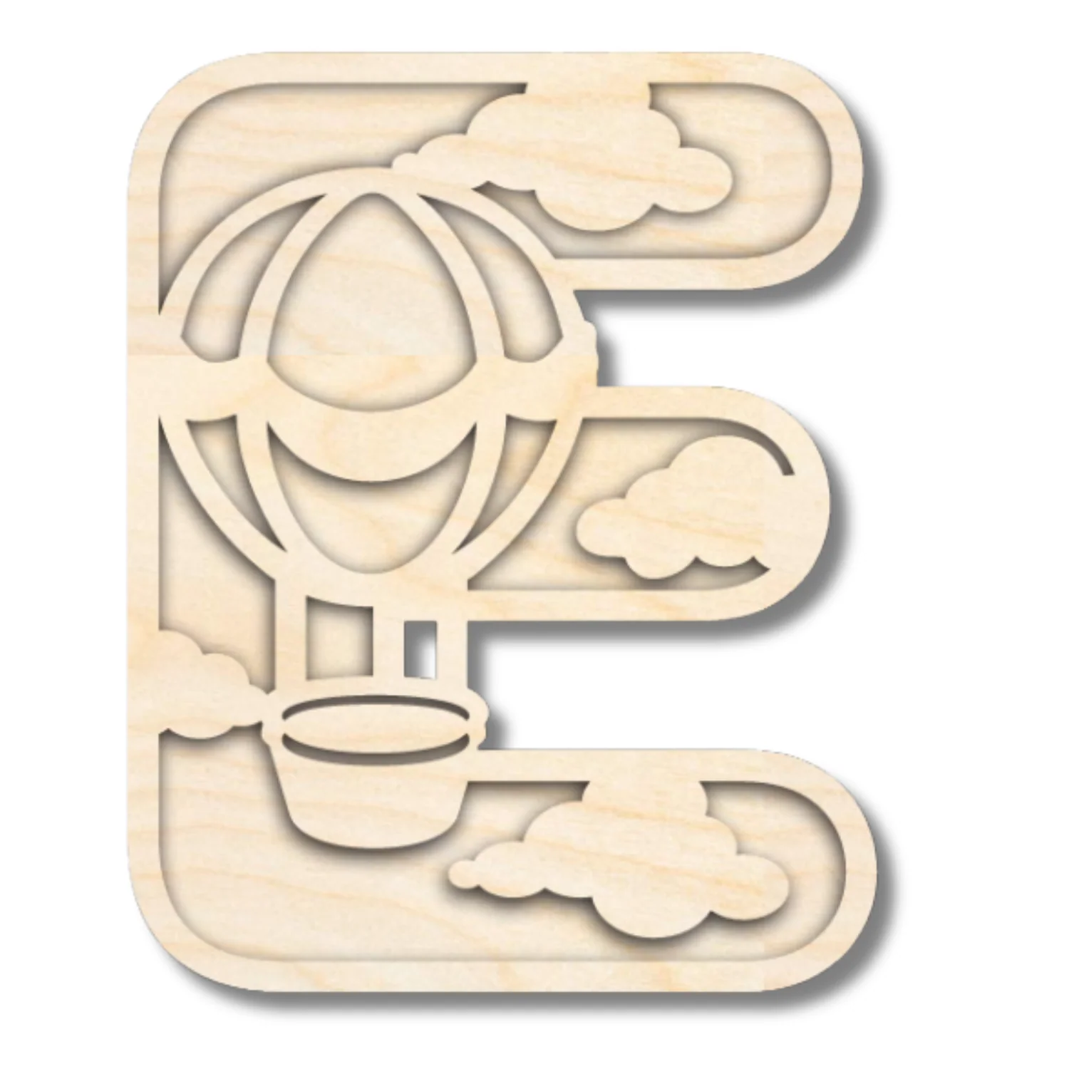 Unfinished Wood Layered Themed Letters | Clouds & Hot Air Balloons | A-Z | 2 Piece | up to 24" - Image 8