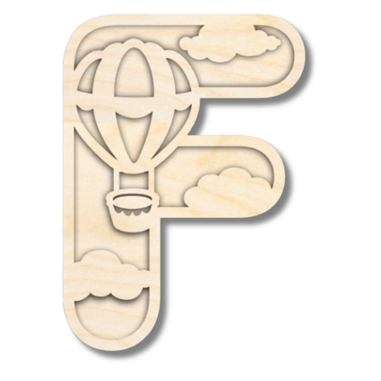 Unfinished Wood Layered Themed Letters | Clouds & Hot Air Balloons | A-Z | 2 Piece | up to 24" - Image 9