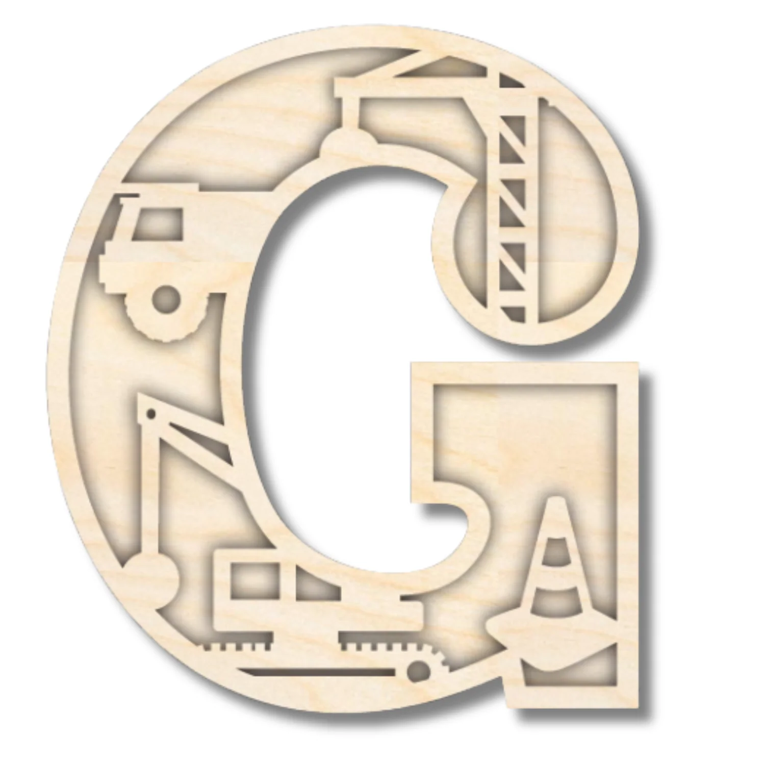Unfinished Wood Layered Themed Letters | Construction | A-Z | 2 Piece | up to 24" - Image 10