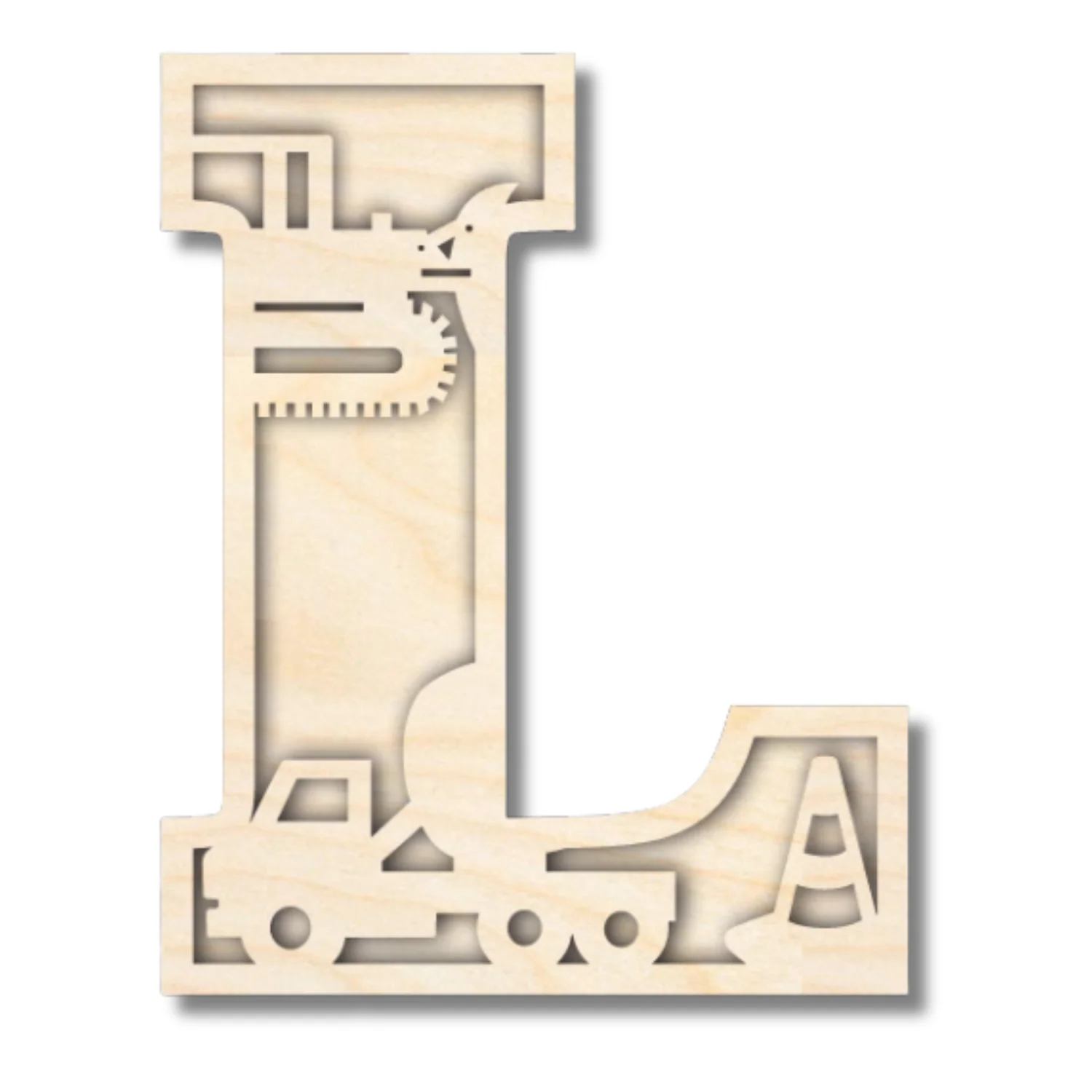 Unfinished Wood Layered Themed Letters | Construction | A-Z | 2 Piece | up to 24" - Image 15
