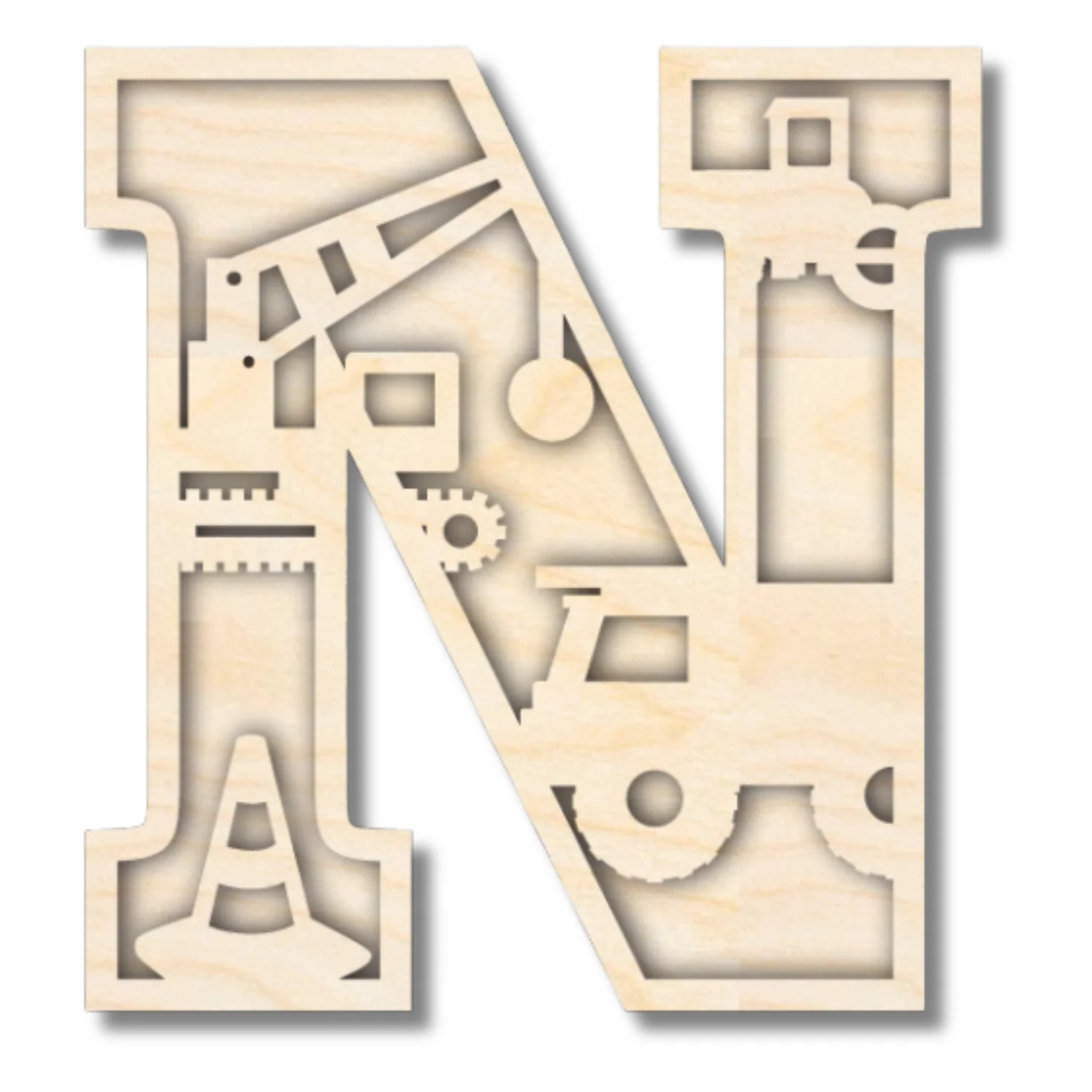 Unfinished Wood Layered Themed Letters | Construction | A-Z | 2 Piece | up to 24" - Image 17
