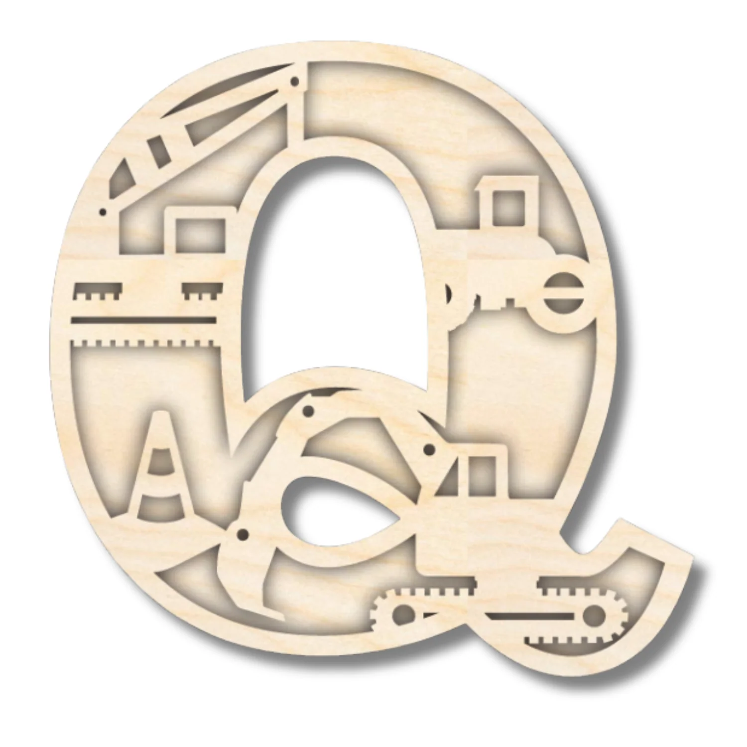 Unfinished Wood Layered Themed Letters | Construction | A-Z | 2 Piece | up to 24" - Image 20