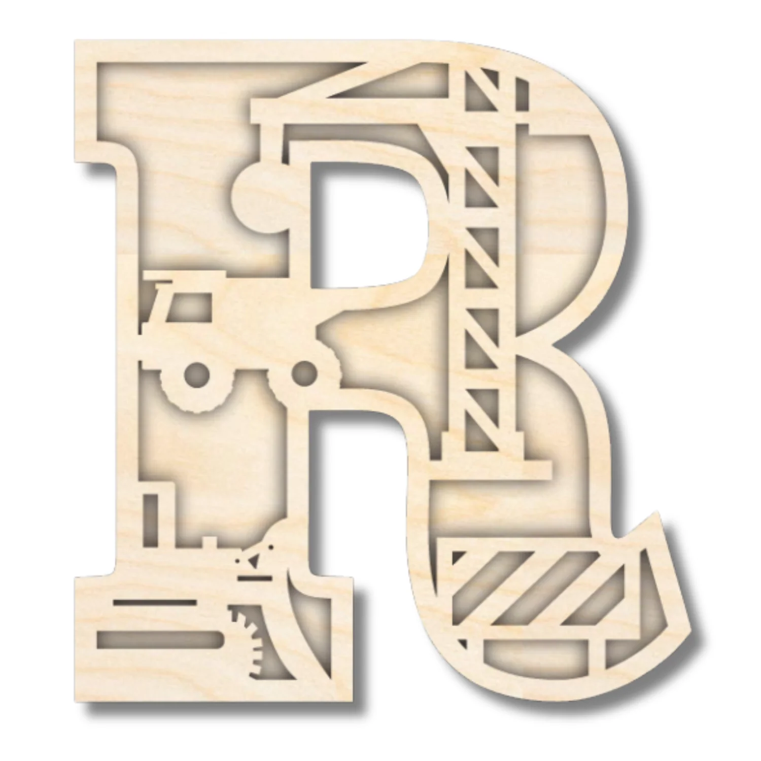 Unfinished Wood Layered Themed Letters | Construction | A-Z | 2 Piece | up to 24" - Image 21