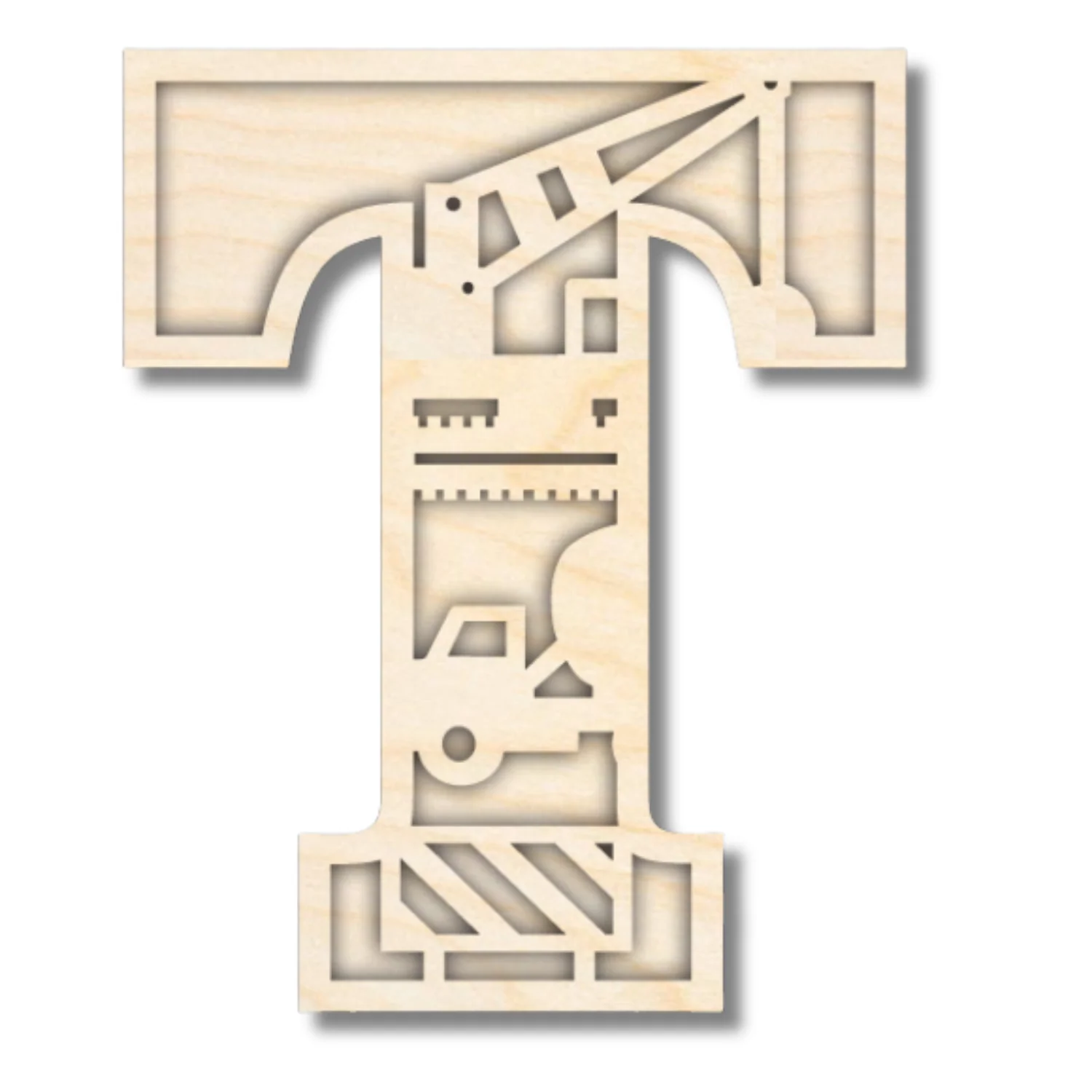 Unfinished Wood Layered Themed Letters | Construction | A-Z | 2 Piece | up to 24" - Image 23