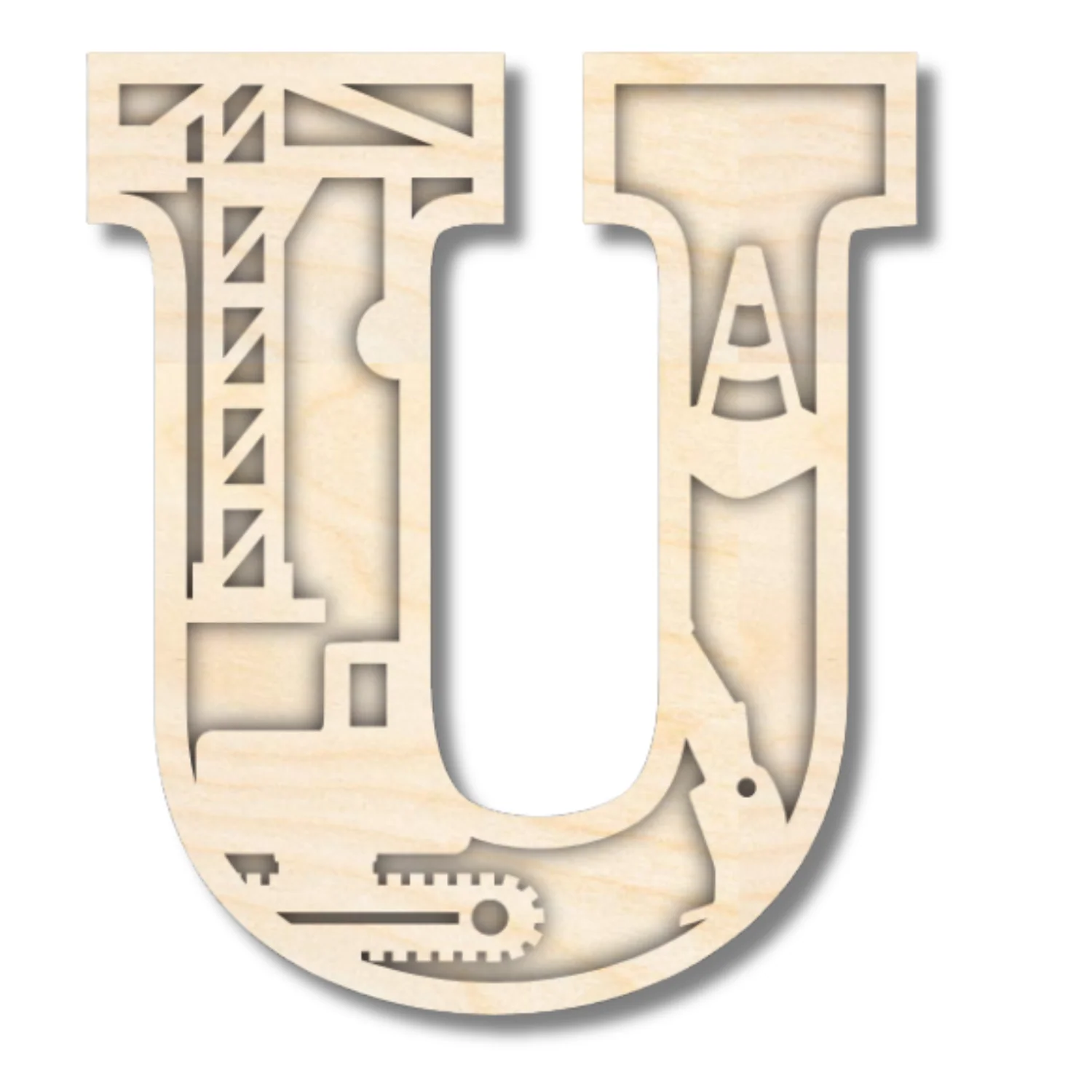 Unfinished Wood Layered Themed Letters | Construction | A-Z | 2 Piece | up to 24" - Image 24