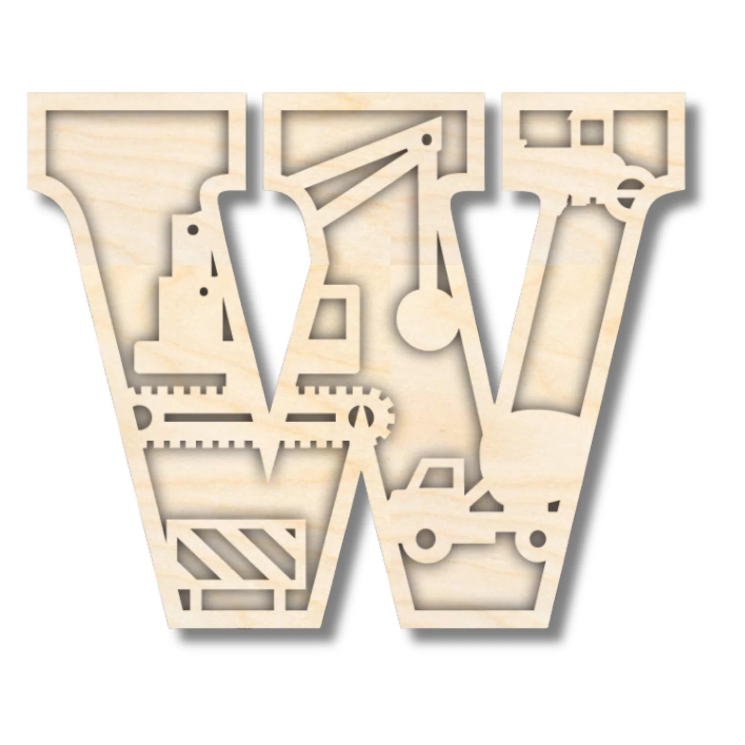 Unfinished Wood Layered Themed Letters | Construction | A-Z | 2 Piece | up to 24" - Image 26