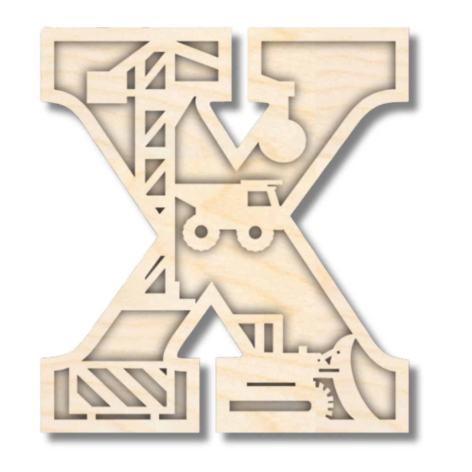 Unfinished Wood Layered Themed Letters | Construction | A-Z | 2 Piece | up to 24" - Image 27