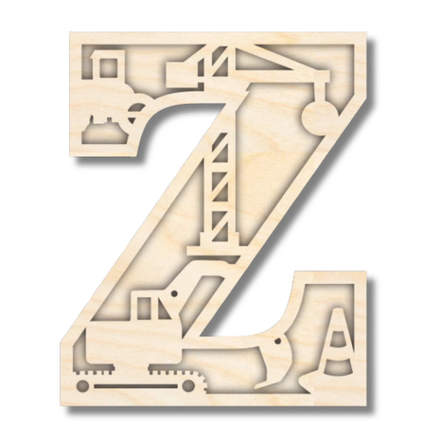 Unfinished Wood Layered Themed Letters | Construction | A-Z | 2 Piece | up to 24" - Image 29